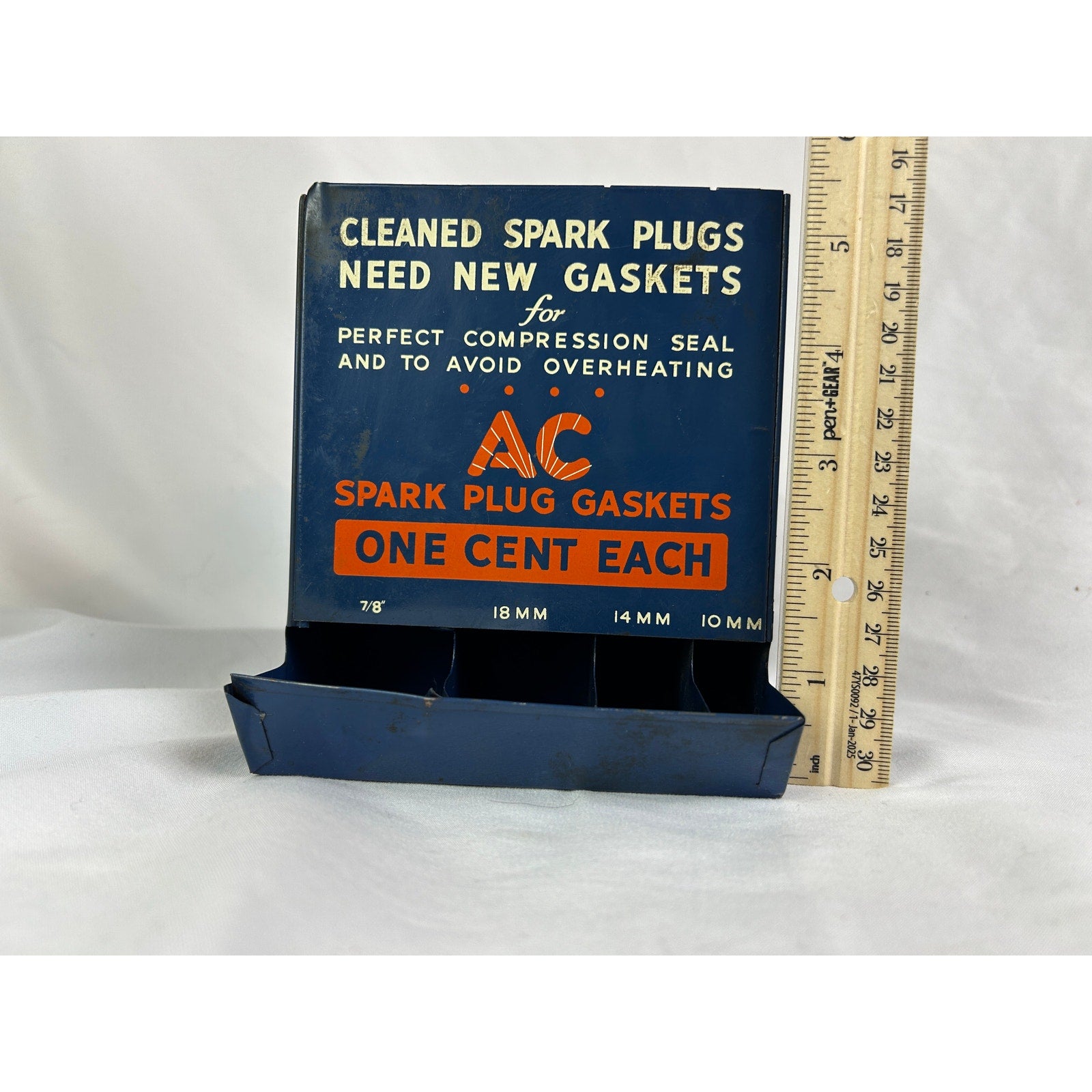 Vintage AC Spark Plug Gaskets Rack Metal Garage Auto Shop Display