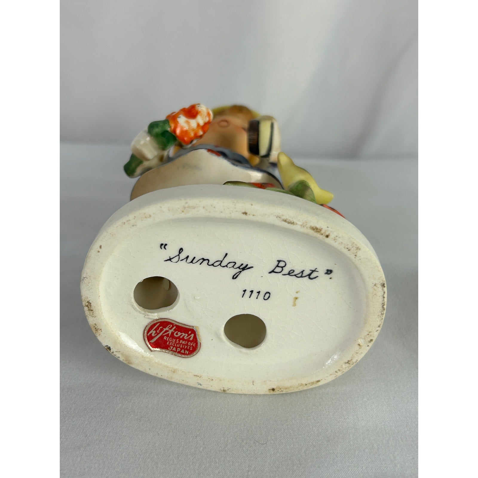 Mid Century Lefton Sunday Best Girl Figurine 1110 Bird Floral