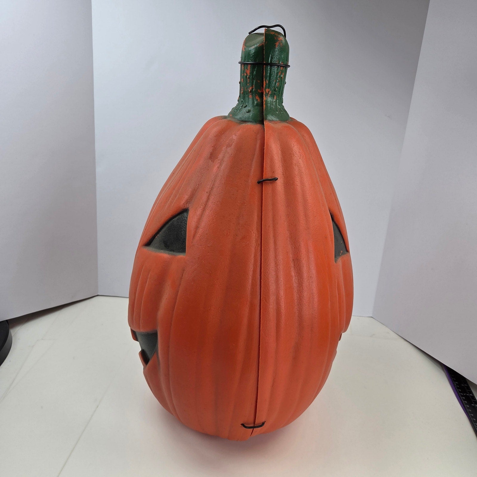 Vintage 22" Blow Mold Jack O Lantern Pumpkin 2 Piece Halloween Unmarked
