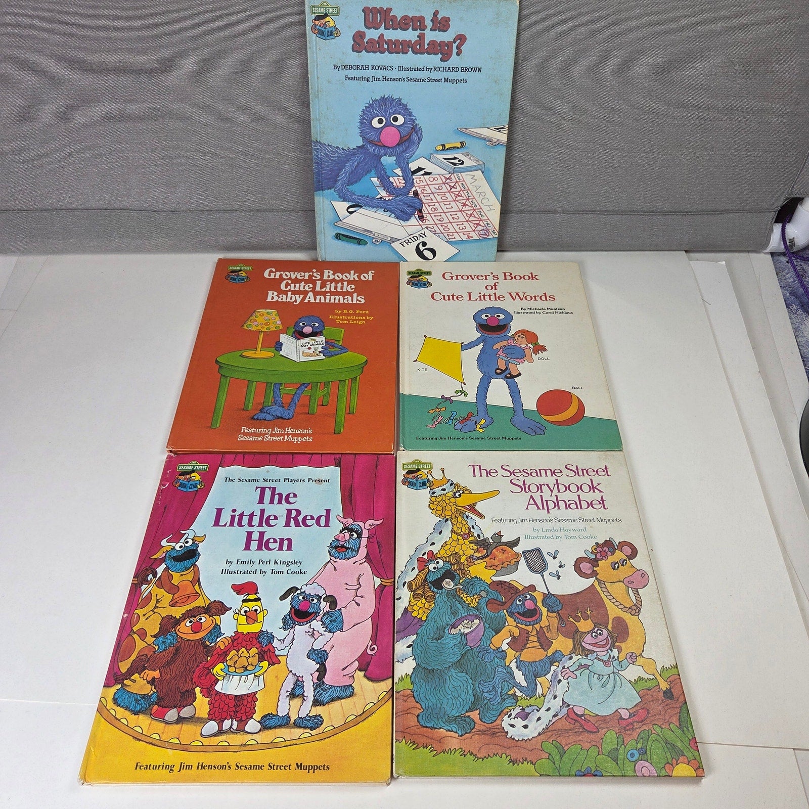 Sesame Street Book Club Grover Hardcover Book Lot 5 Vintage 1980s CTW