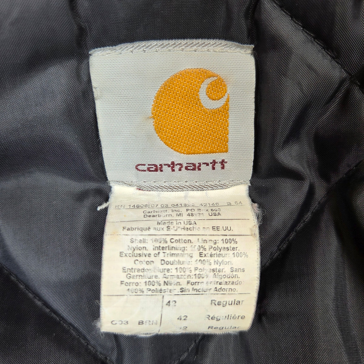 Vintage Carhartt C03 BRN Arctic Traditional Coat USA 42R Duck Work Jacket