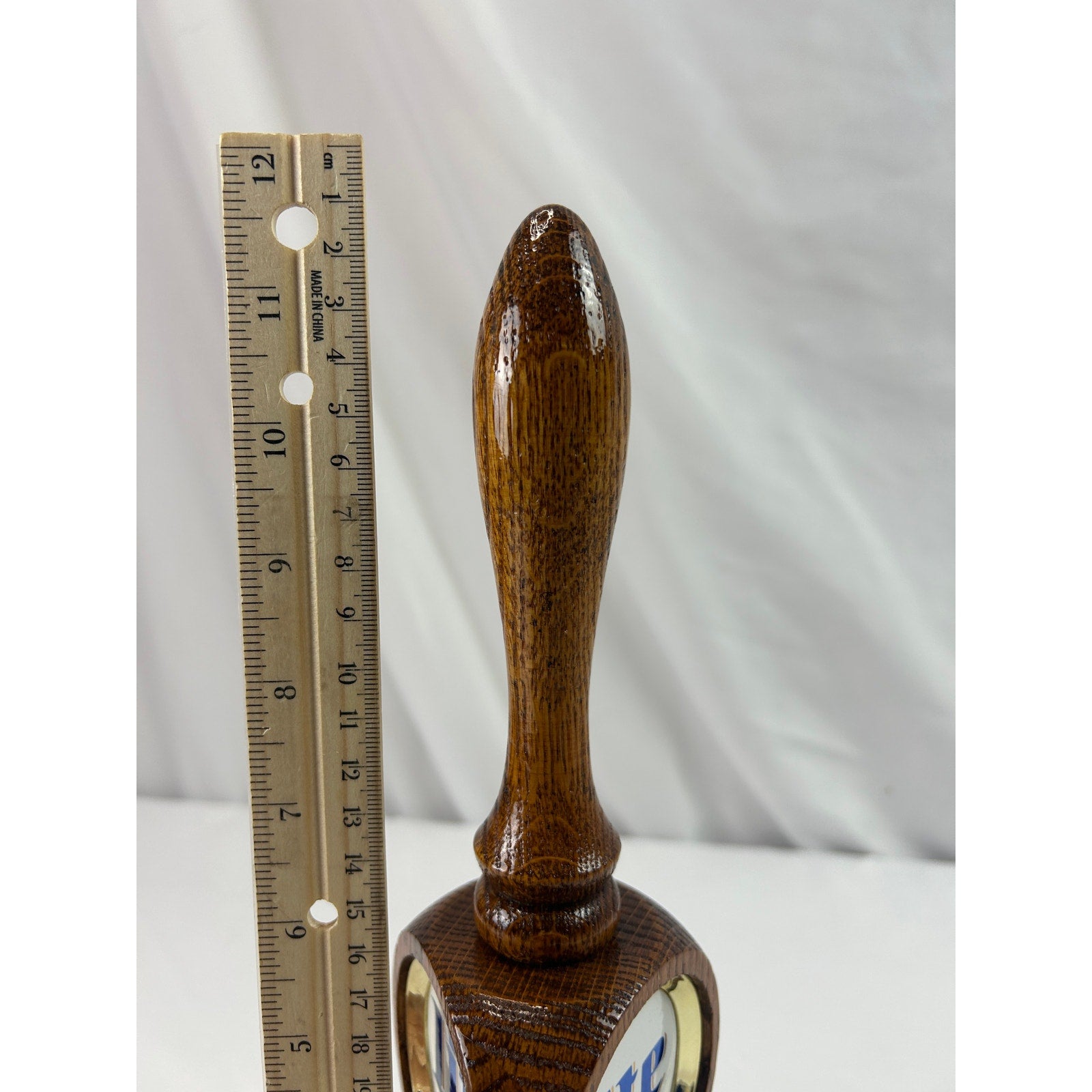 Vintage Miller Lite Beer 3 Sided Wood Tap Handle Gold Medallions 12 Inch