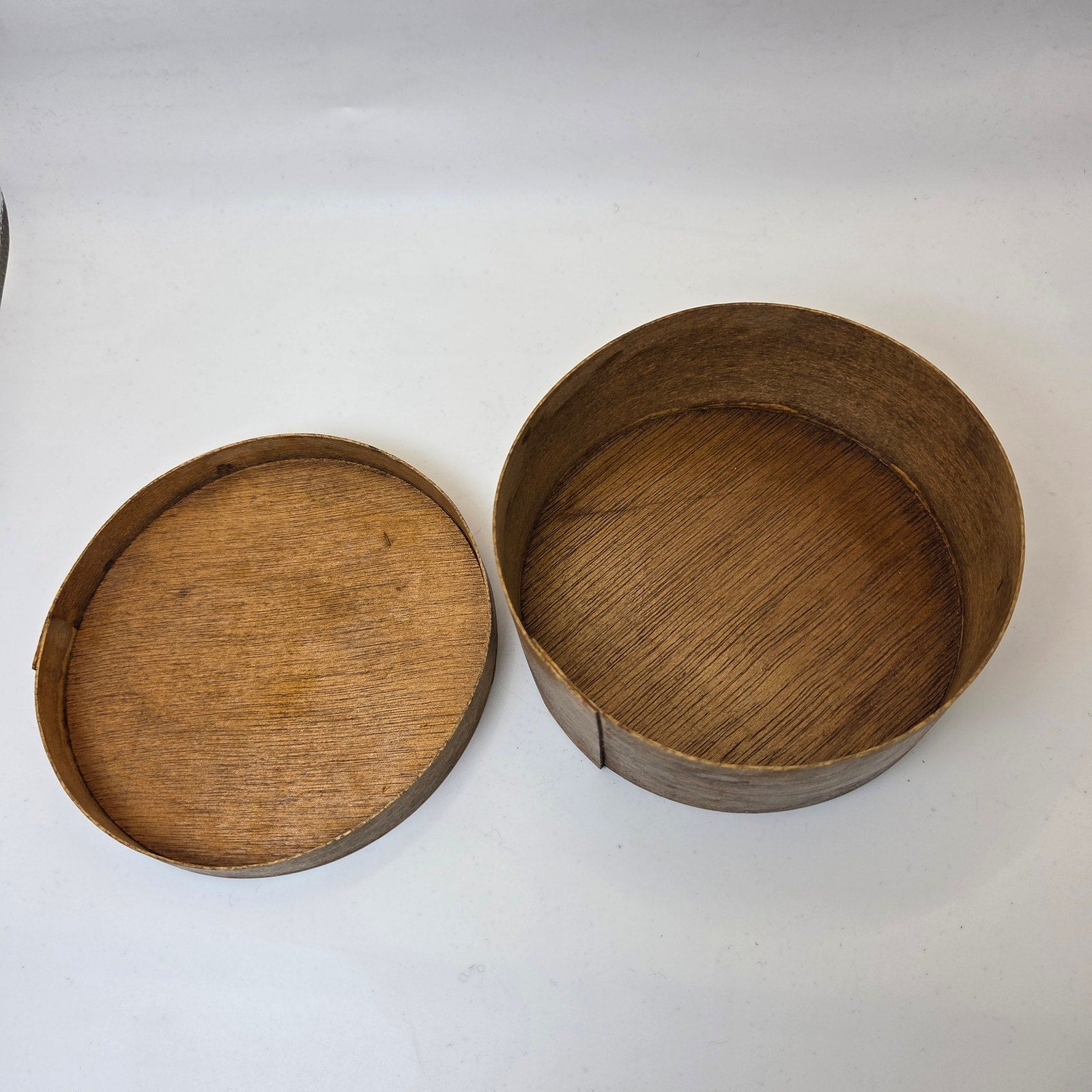 Vintage 1982 Hand Painted Wooden Cheese Box Folk Art Signed KH