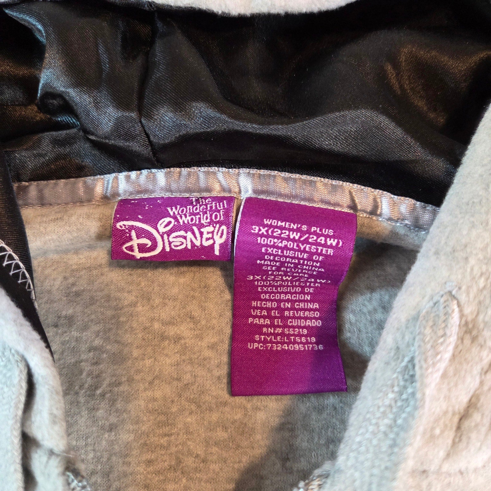 Disney Mickey Mouse Women’s 3X Pullover Hoodie Gray Black Red Graphic Sweatshirt