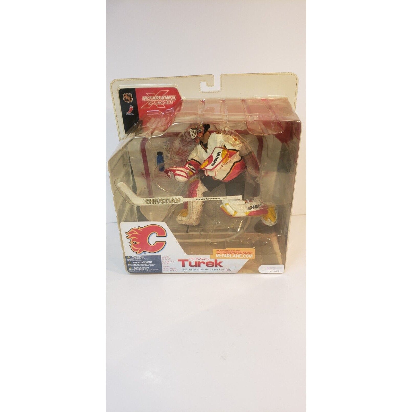 Roman Turek 2002 McFarlane Series 3 White Variant Jersey Calgary Flames NEW