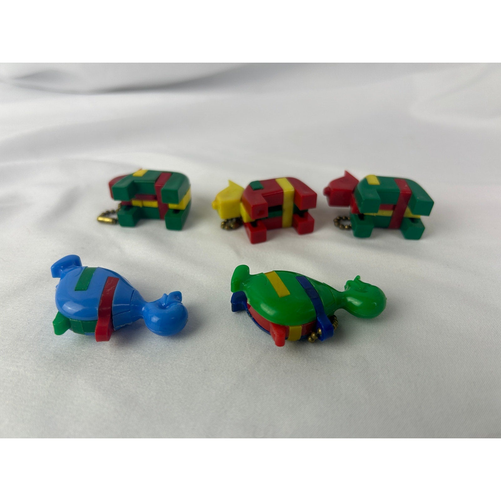 Vintage 1950s Animal Puzzle Keychain Lot Cows Ducks Plastic Toys