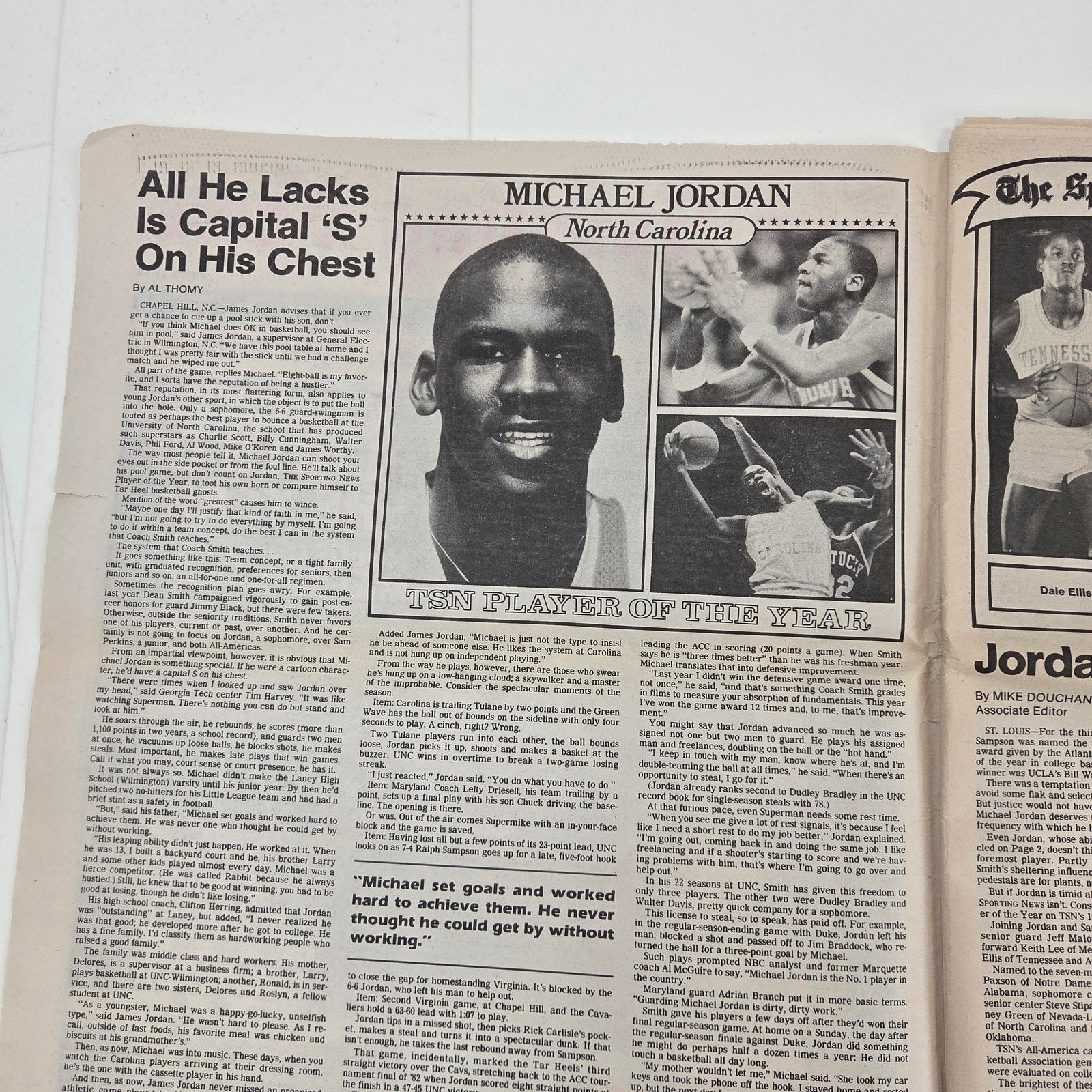 1983 Sporting News March 28 Michael Jordan 1st Cover UNC Tar Heels POY