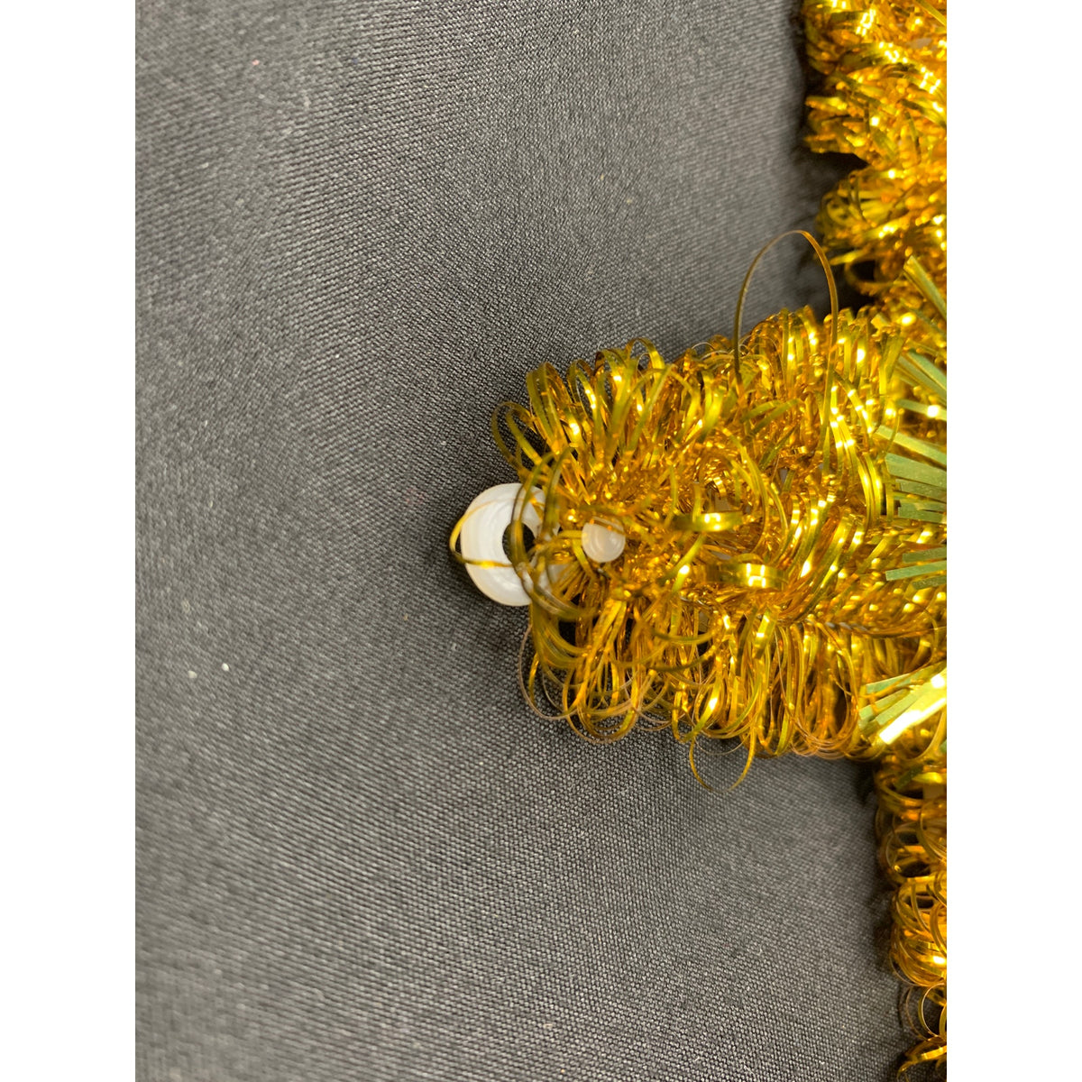 Vintage 1970s Gold Tinsel Star Christmas Tree Topper Red Foil Flower