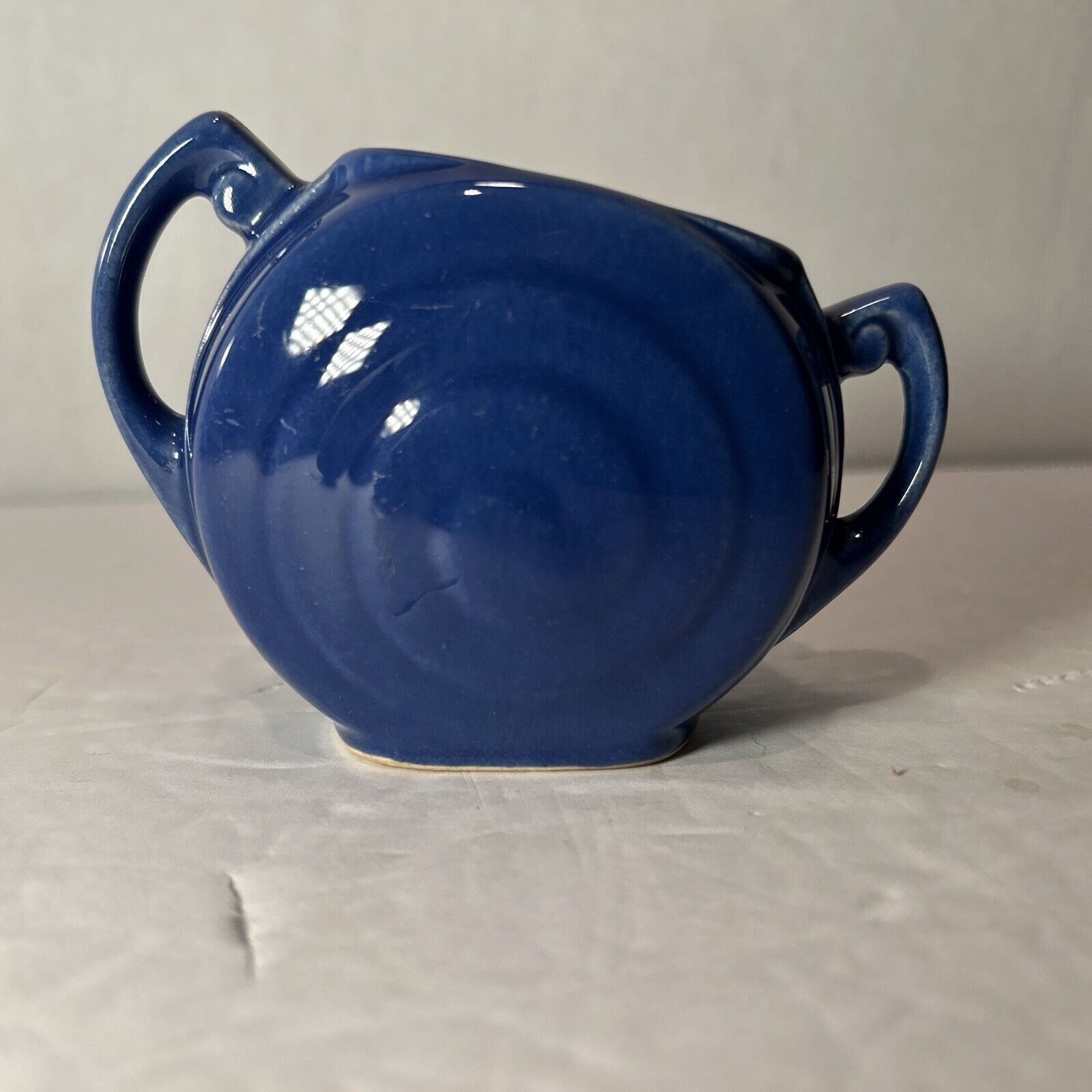 Set of 2 Vintage Cobalt Blue Ceramic Creamer & Sugar Pitchers