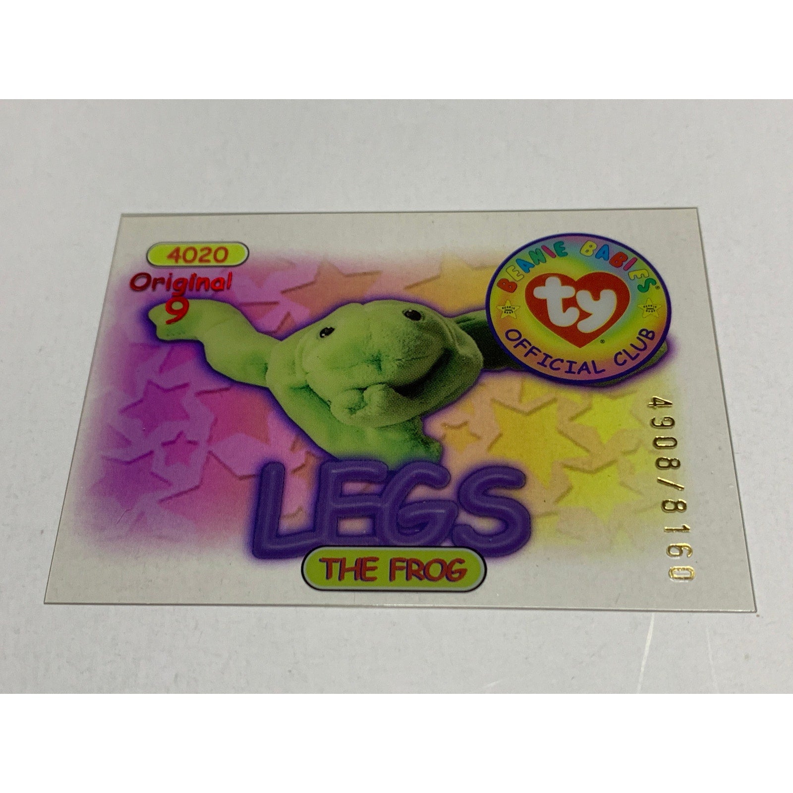 TY Beanie Babies BBOC Card - Series 1 Original 9 (RED) - LEGS the Frog - NM/M