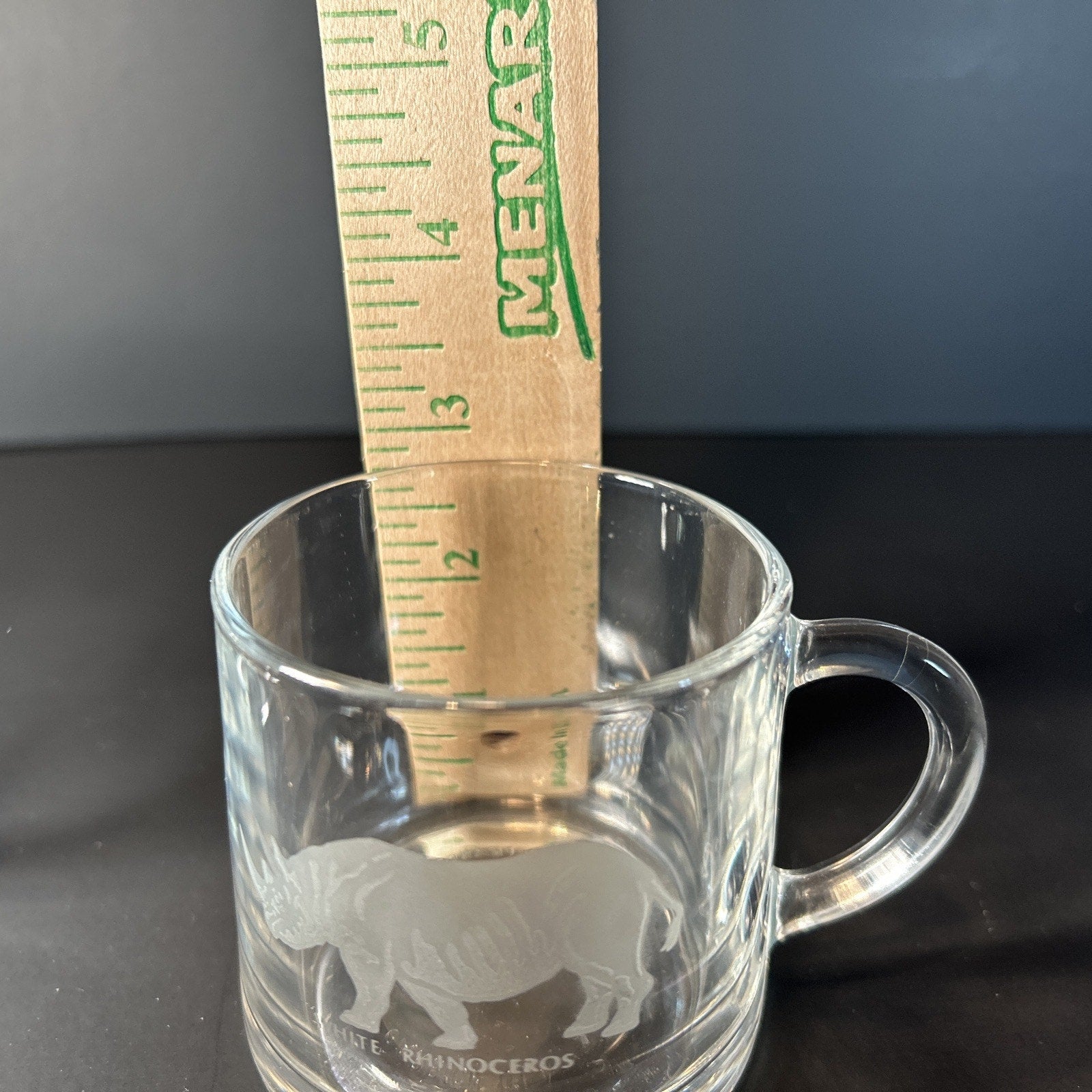 Luminarc France Endangered Species Etched Glass Espresso Mugs Set of 7 Vintage