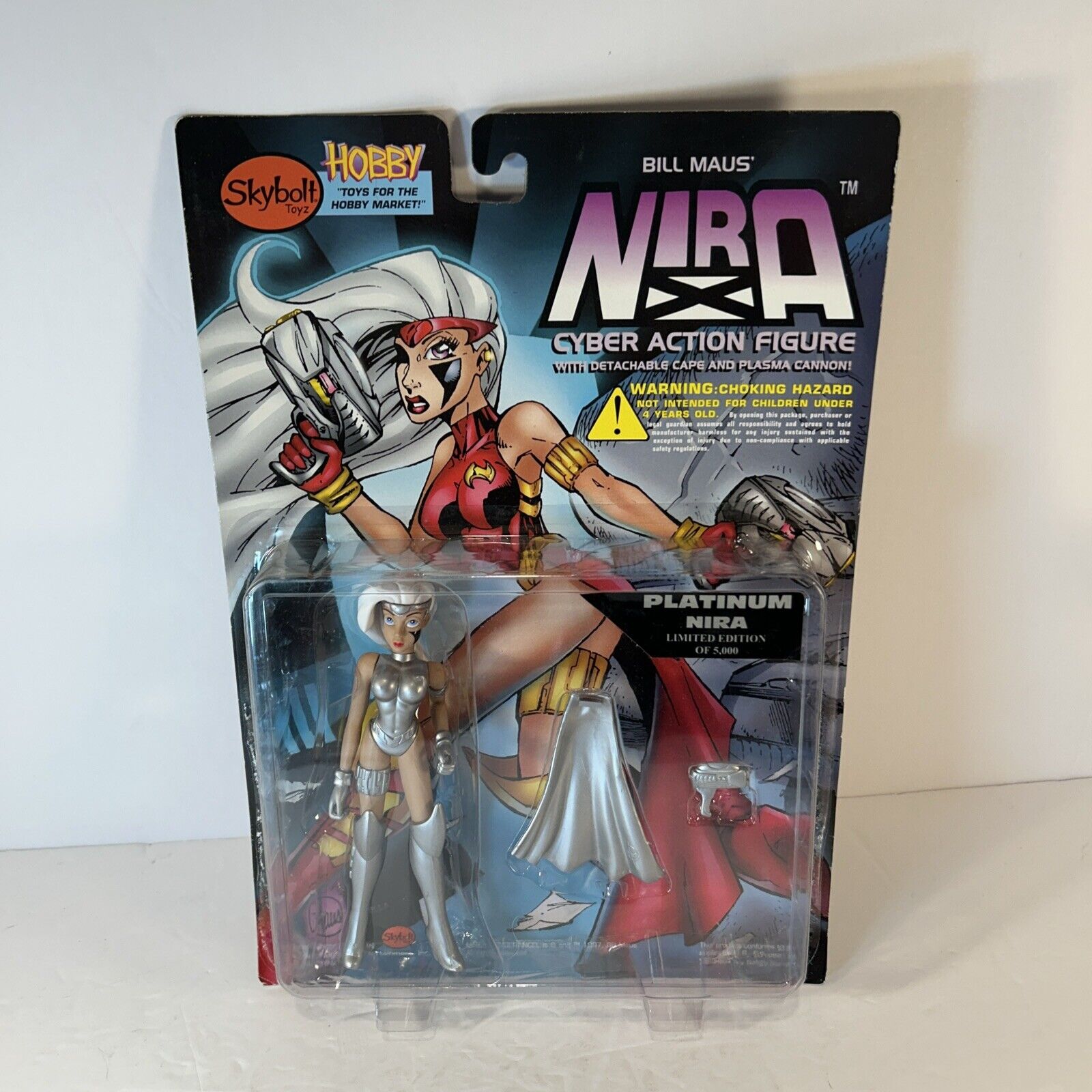 1997 Skybolt, Bill Maus NIRA X Cyber Action Figure Plasma, Glow, Platinum Hobby