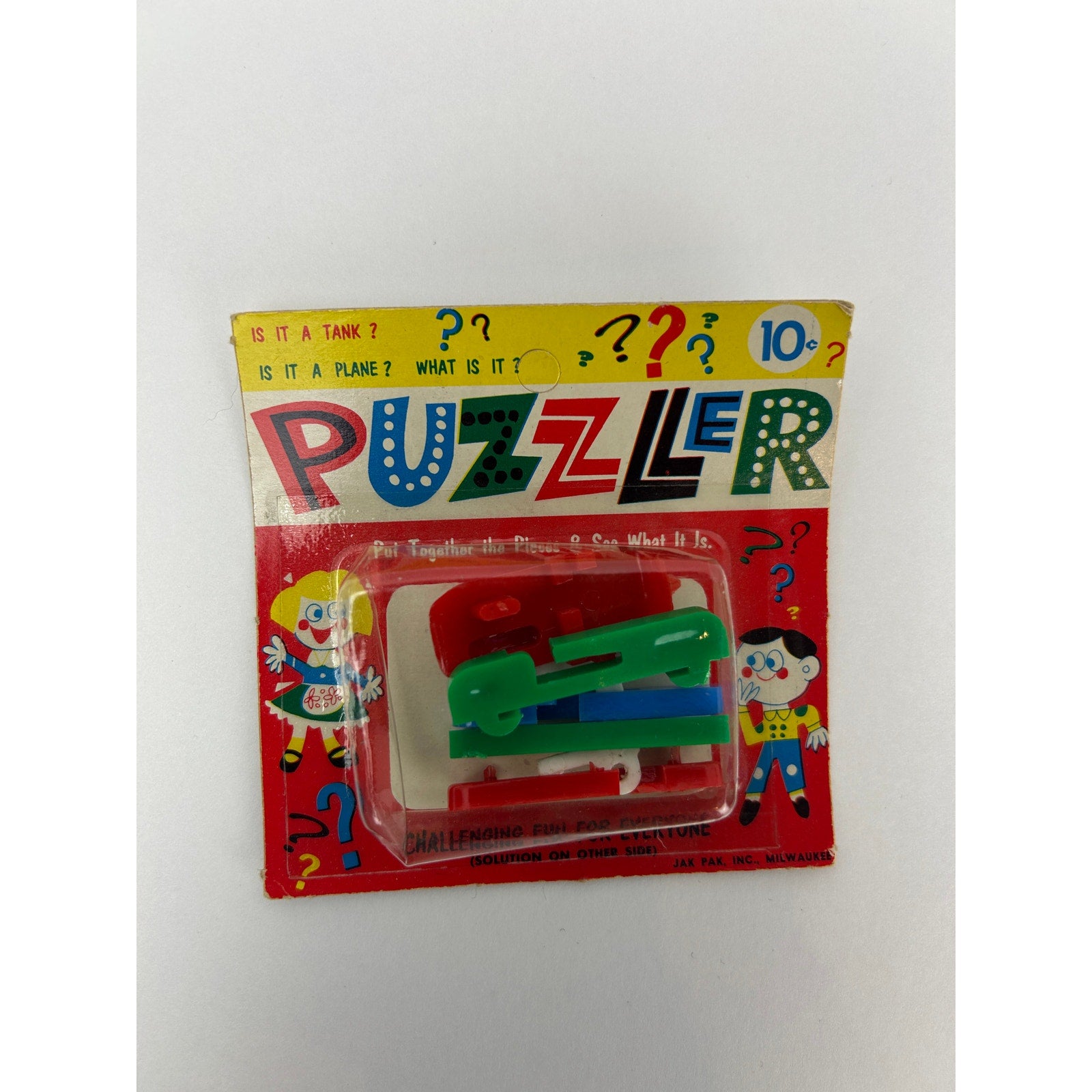 Vintage 1950s Puzzler Cannon Toy Puzzle by Jak Pak on Original 10¢ Card