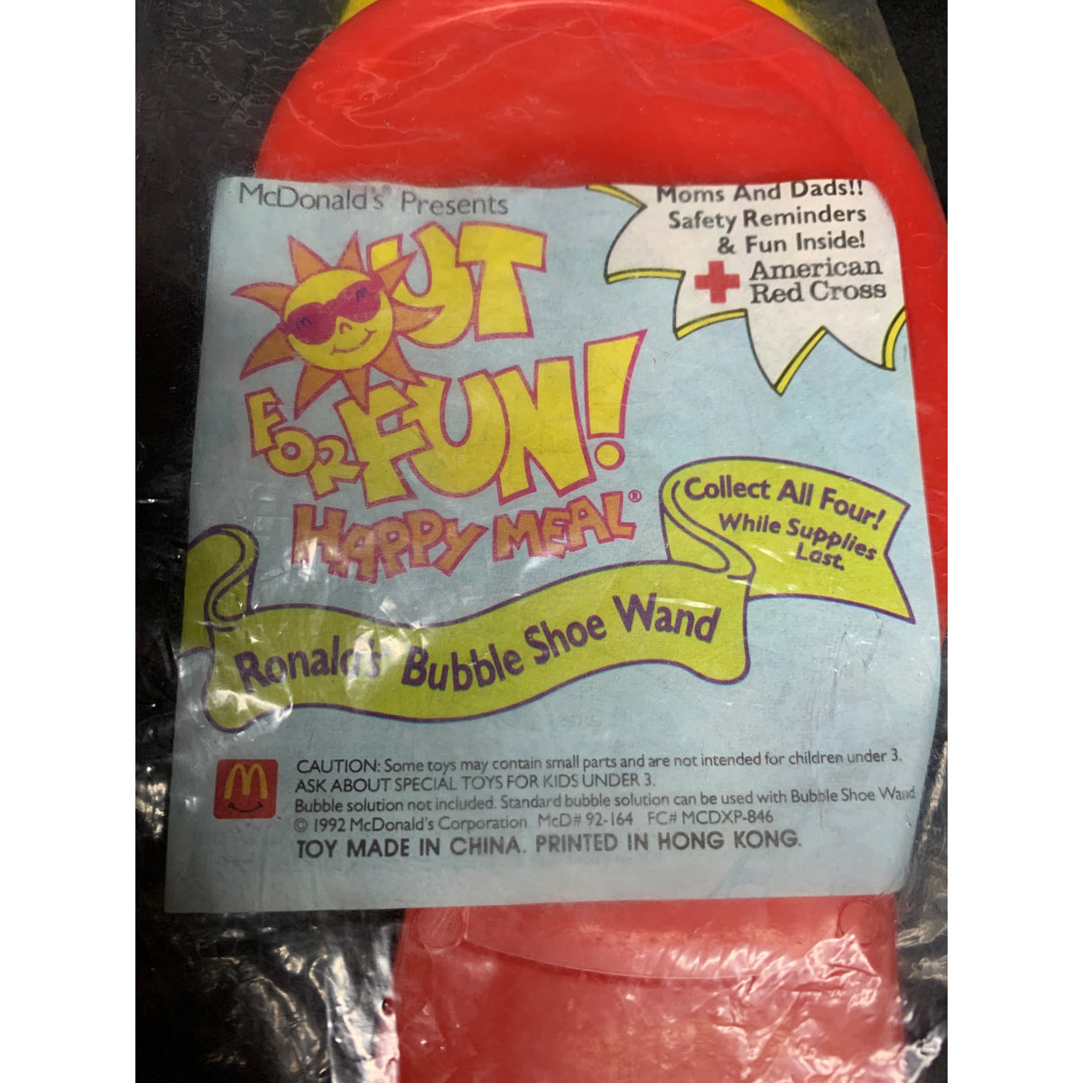 1992 McDonald's Out For Fun Ronald's Bubble Shoe Wand Happy Meal Toy Sealed