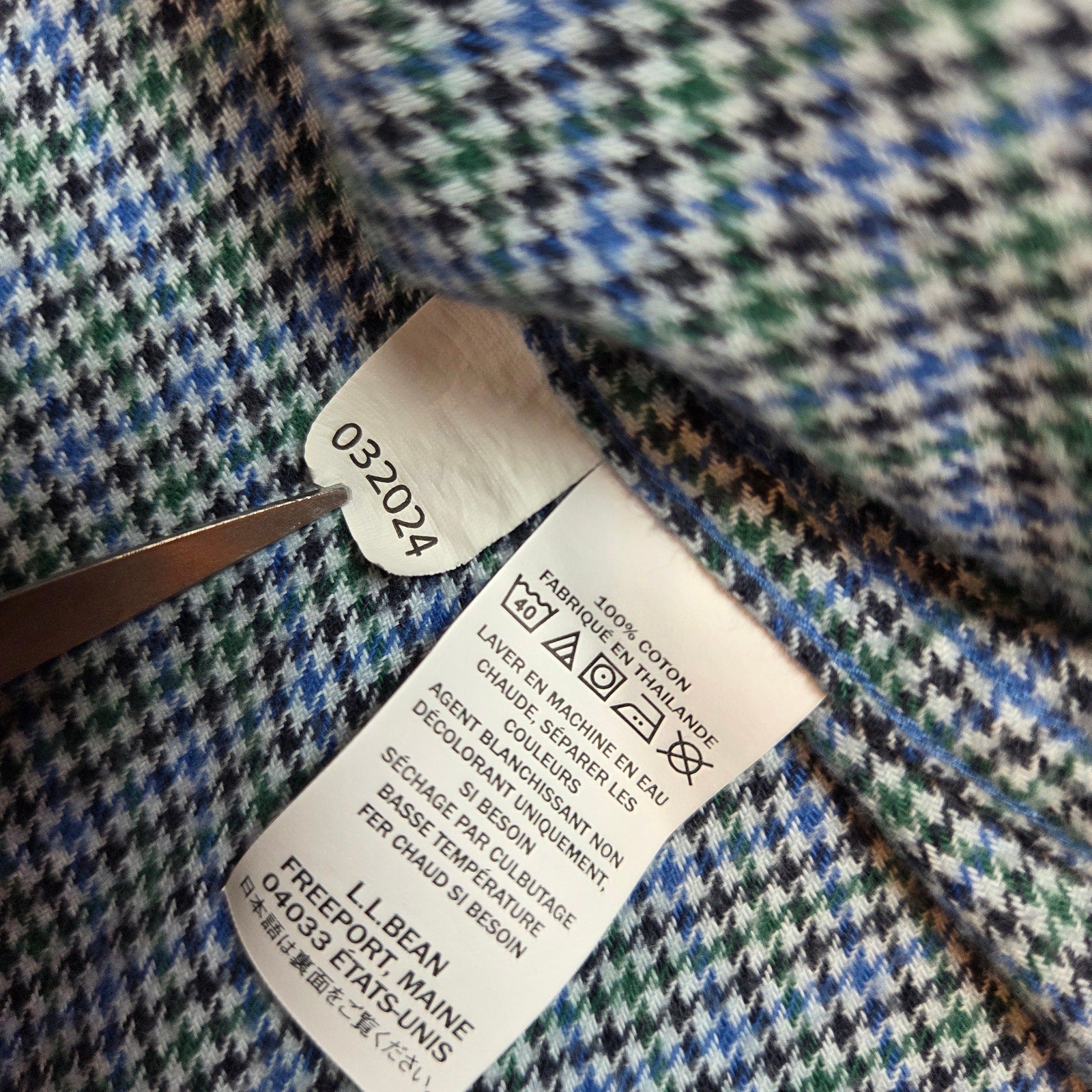 LL Bean XXXL Tall Traditional Fit Cotton Button Down Shirt Blue Check