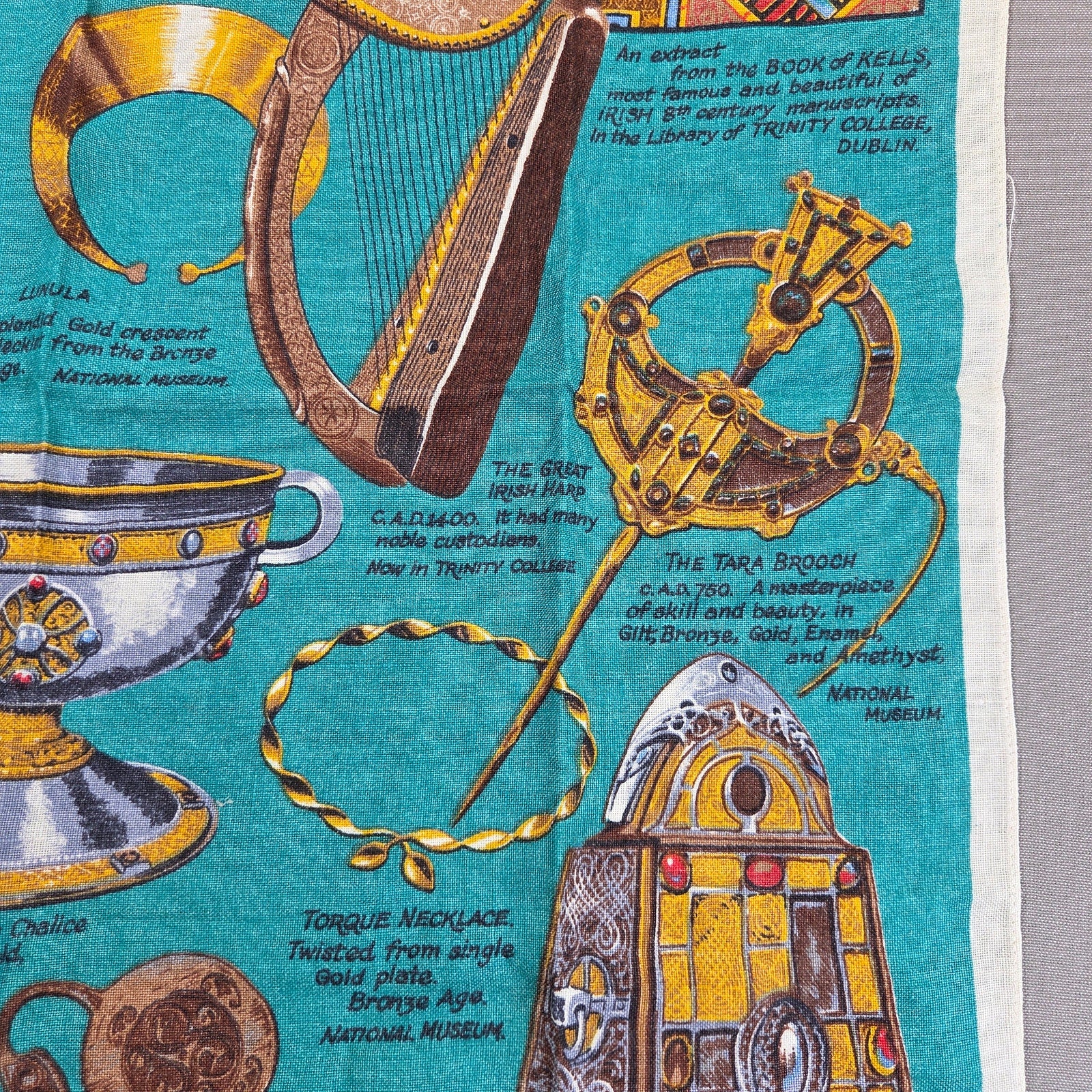 Vintage Nelson Ireland's Treasures Pure Linen Tea Towel Made In Ireland 29x19
