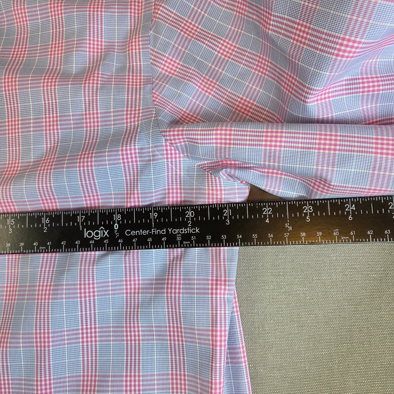 Pronto Uomo Slim Fit Non-Iron Pink Blue Plaid Dress Shirt 16 32/33