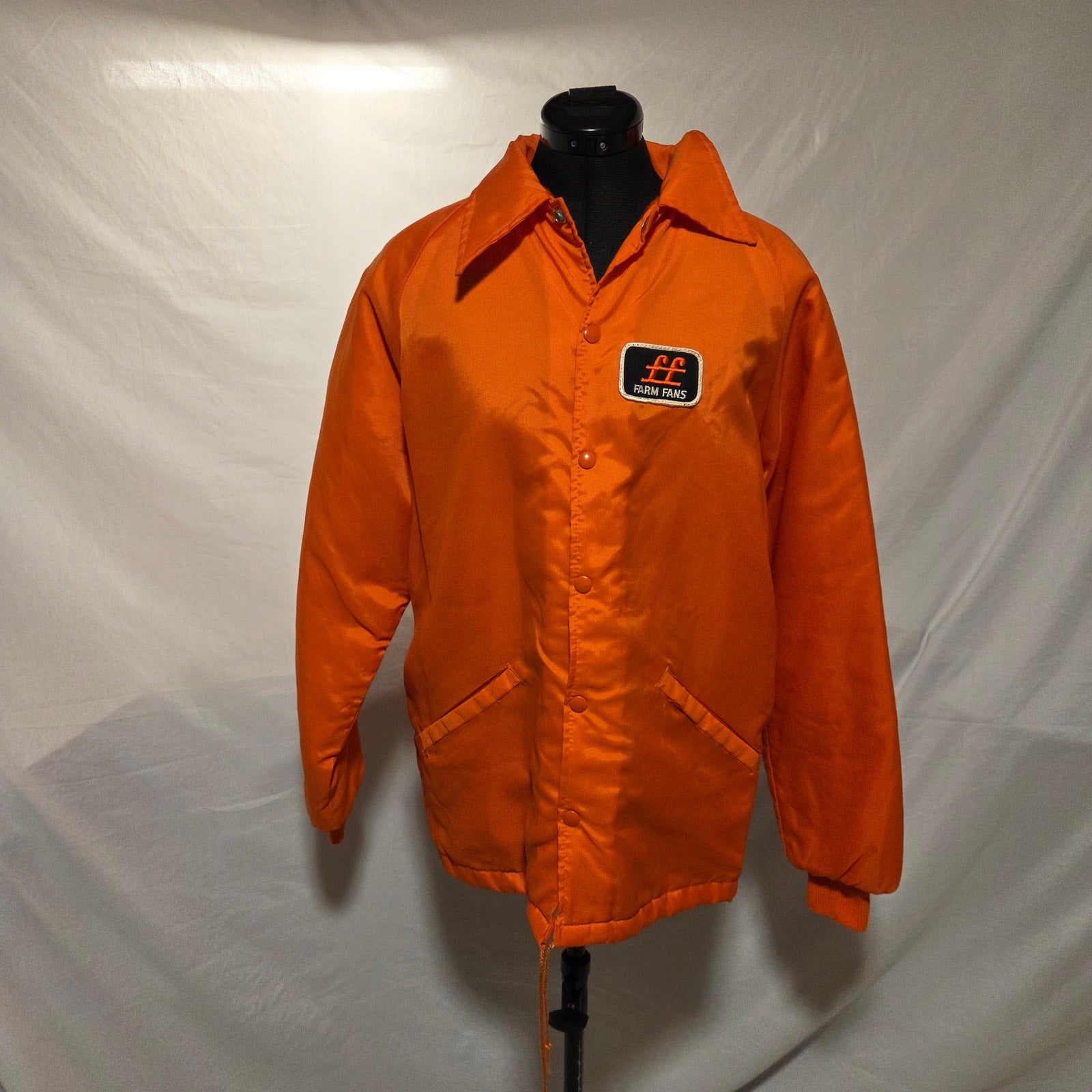 Vintage Swingster Farm Fans Hooded Coach Jacket USA Nylon Mens M Orange