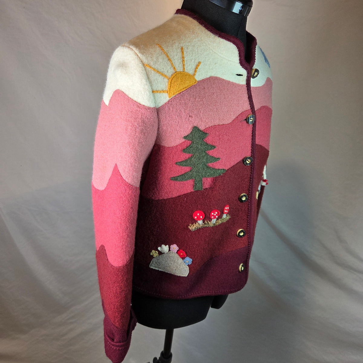 Giesswein Tirol Boiled Wool Storybook Cardigan Jacket Austria EU 38 Vintage