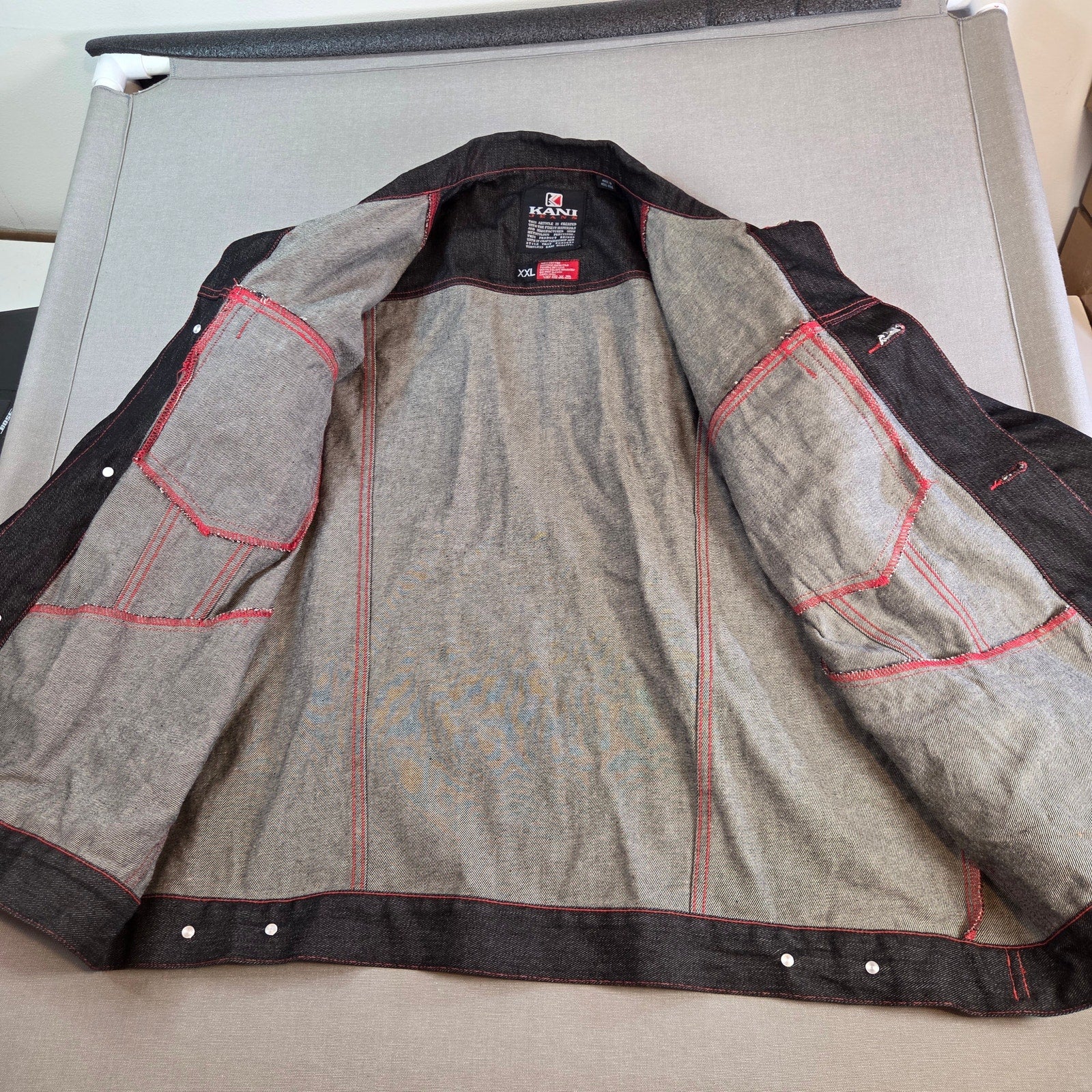 Karl Kani Jeans XXL Denim Jacket Hong Kong Made Vintage 90s Red Stitch