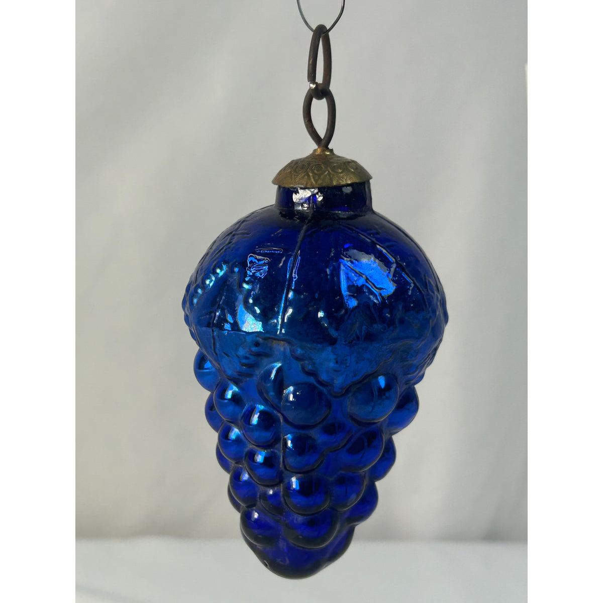 Antique 1800s German Kugel Cobalt Blue Grape Cluster Christmas Ornament 4"