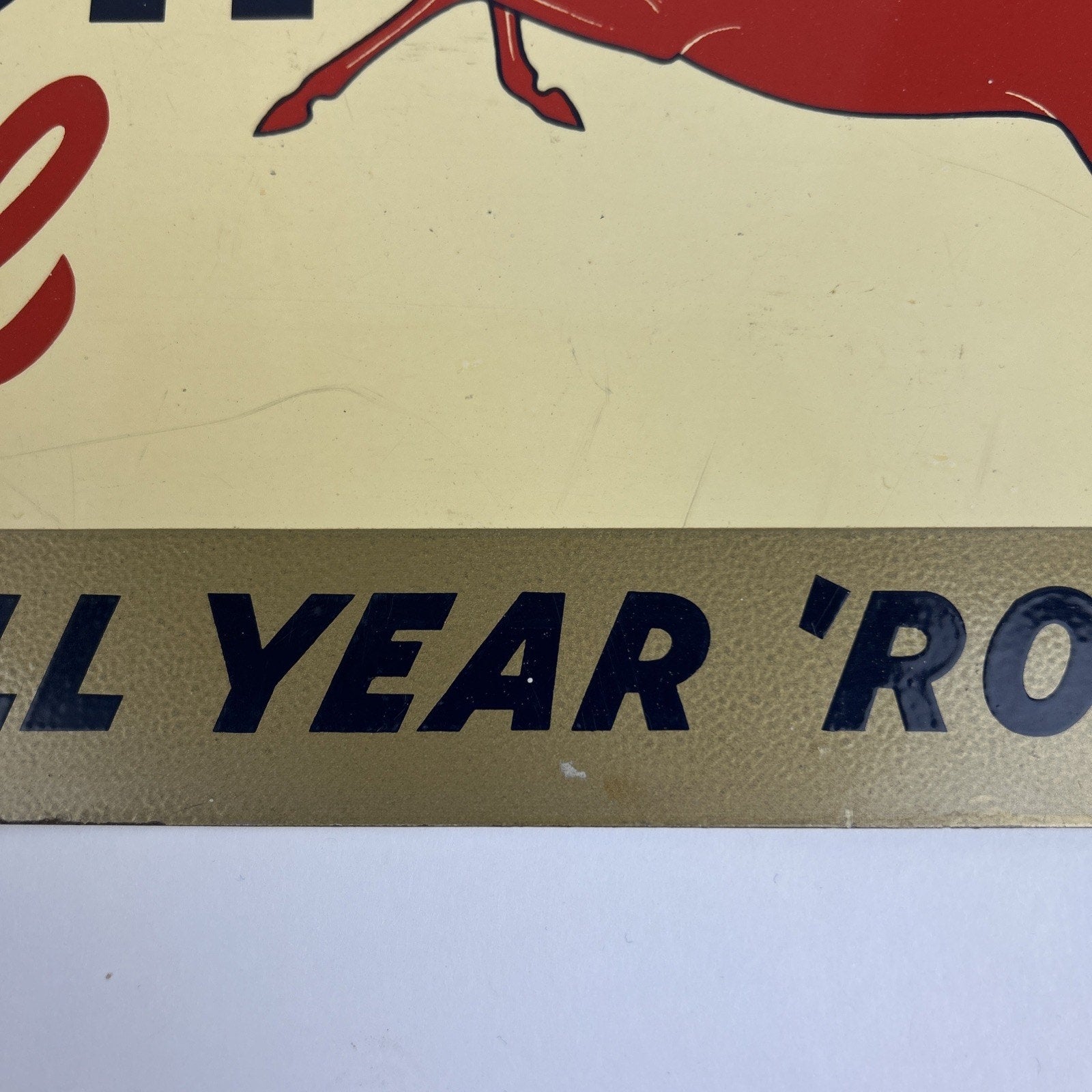 Vintage Mobiloil Special Advertising Sign 18"x7" Pegasus Metal Gas Oil Garage