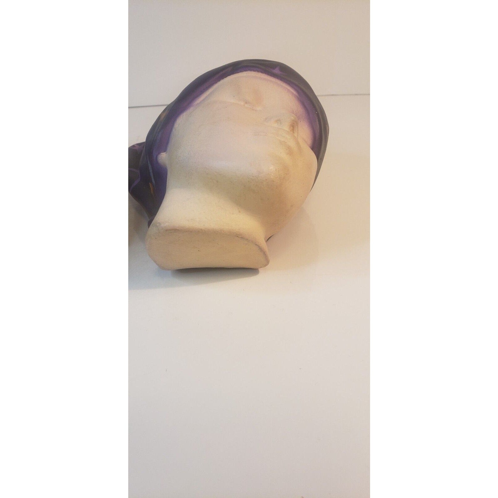 Pair Vintage Chalkware Wall Busts – Women w/ Purple Star Headwraps