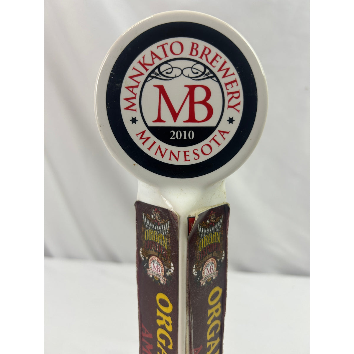 Mankato Brewery Organ Grinder Amber Ale Ceramic Beer Tap Handle Minnesota