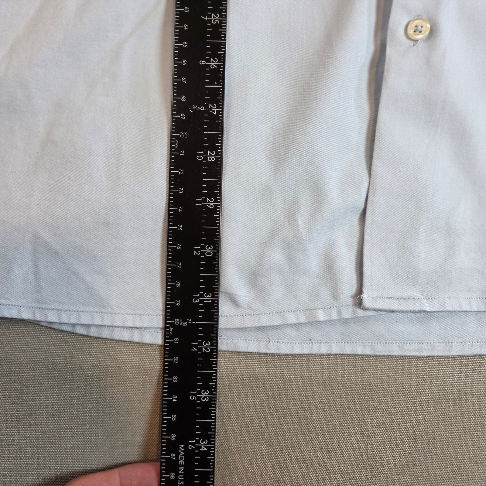 Tommy Bahama XXL Cotton Silk Blend Button Up Shirt Blue Gingham Cuff Detail