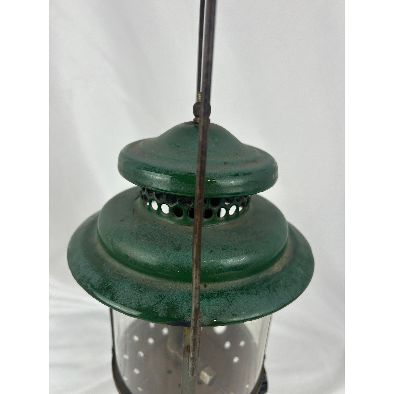 Coleman Double Mantle Lantern Green Top Pyrex Globe Made in USA Vintage