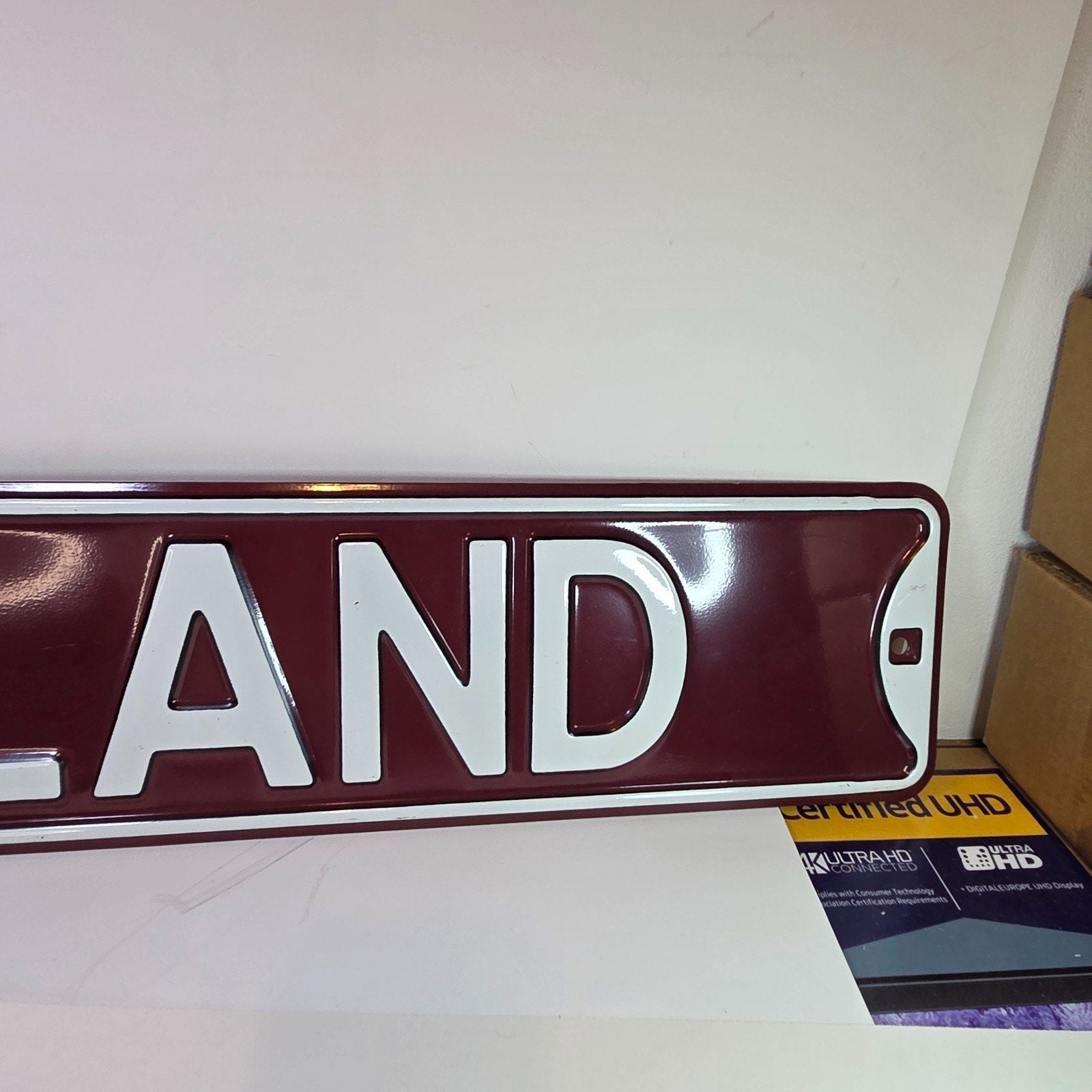 Texas A&M AGGIELAND Embossed Metal Street Sign Maroon White 36" x 6" – NCAA
