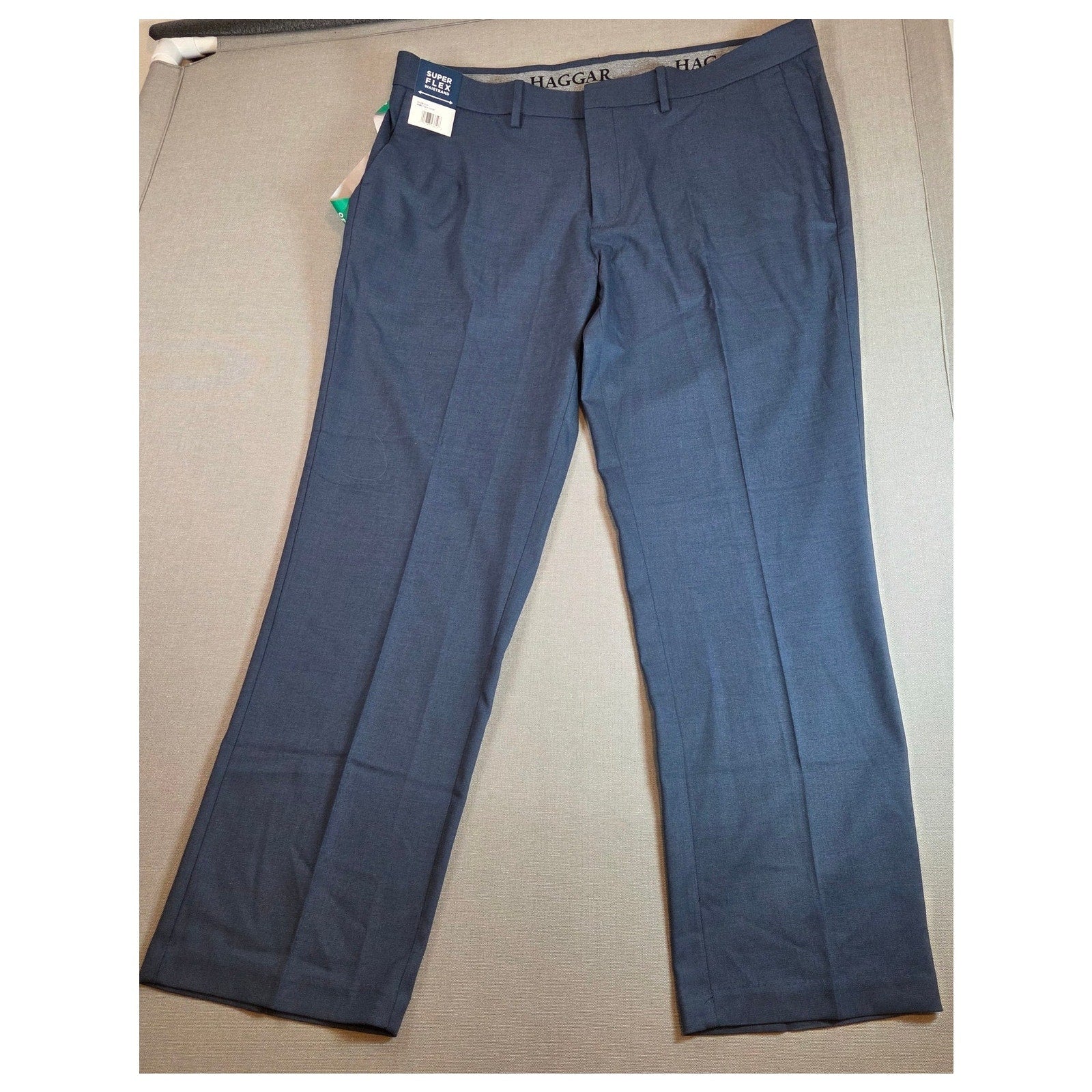 Haggar 365 Flex Dress Pants 38x30 Blue Straight Fit Super Flex Waistband NWT
