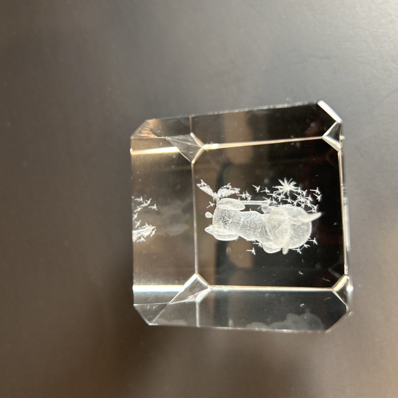 Bambi and a Butterly 3d Etched Disney Crystal Glass 3"x2" Paper Weight