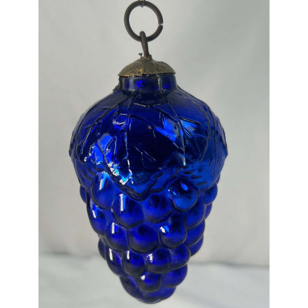 Antique 1800s German Kugel Cobalt Blue Grape Cluster Glass Christmas Ornament 4"