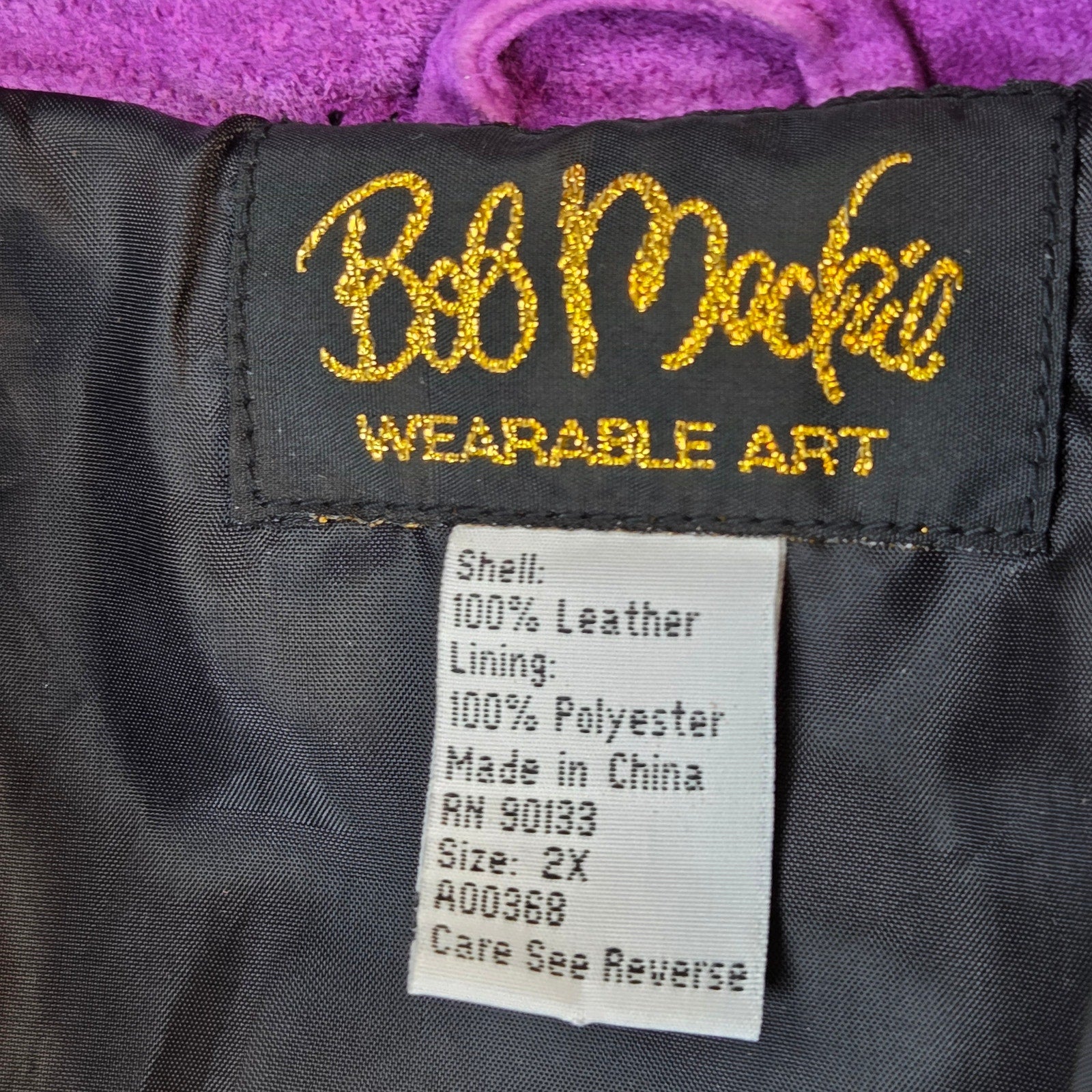 Bob Mackie Wearable Art 2X Leather Fringe Western Jacket Purple Black