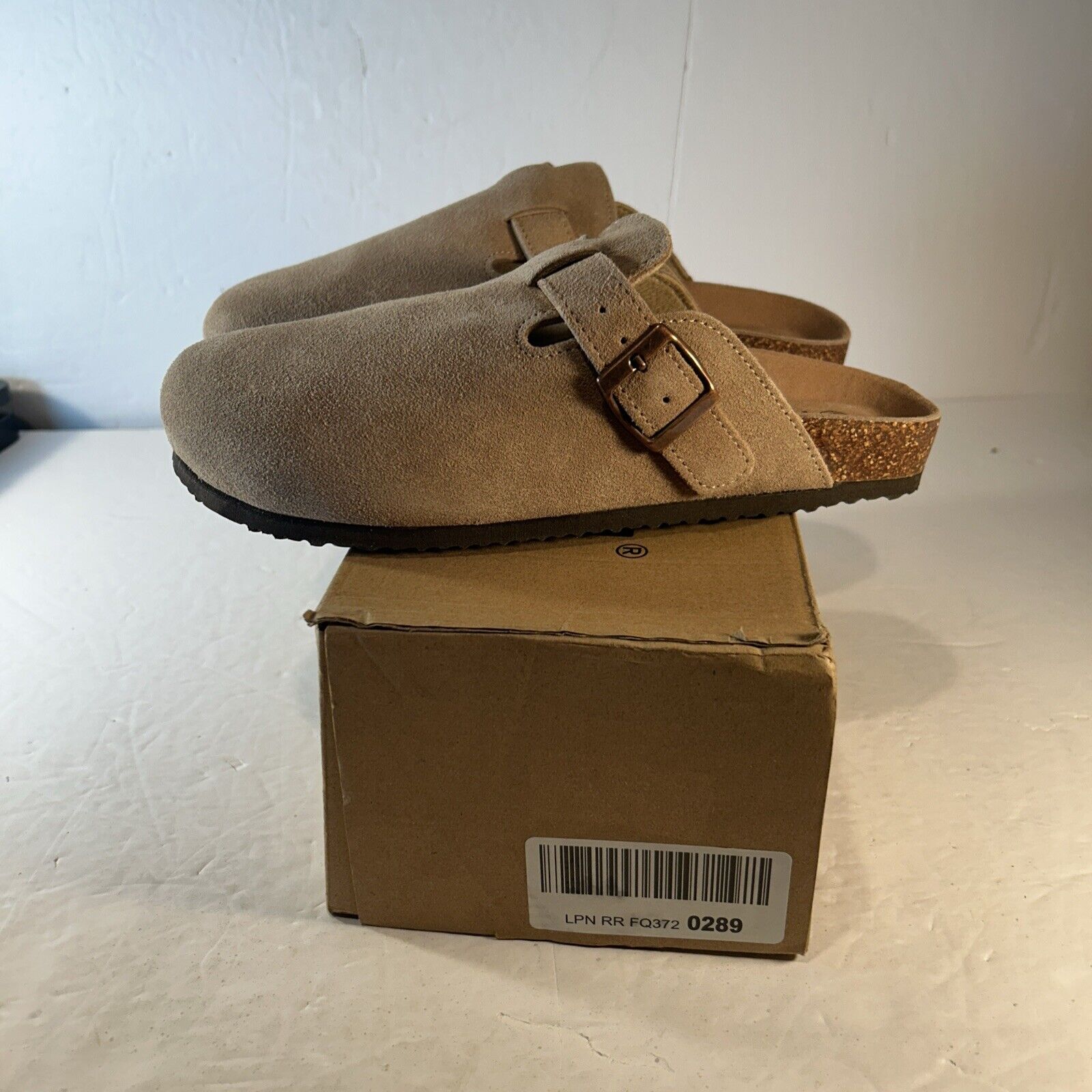 Kidmi Suede Sandal Clogs Taupe Women’s Size 8 Slip-On Buckle