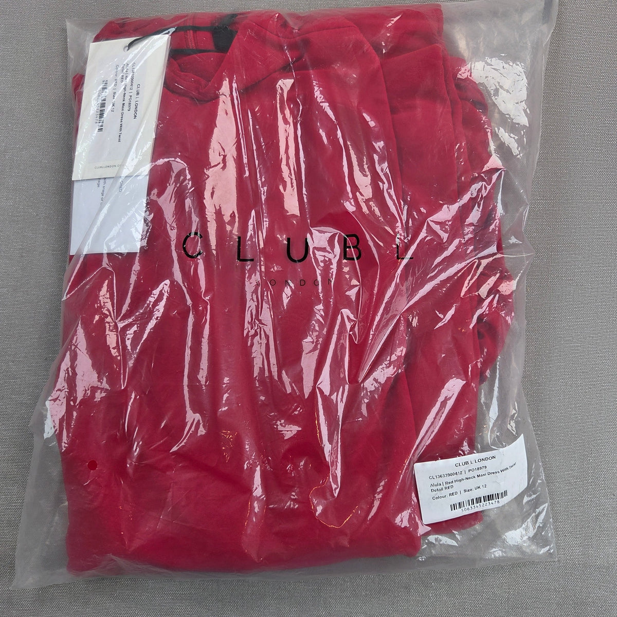 Club L London Alula Red High Neck Twist Maxi Dress UK 12 US 8 Formal NWT
