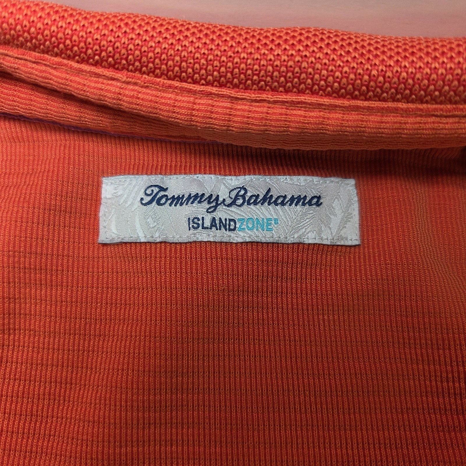 Tommy Bahama IslandZone Polo Shirt Orange S Tencel Blend Lightweight Size S