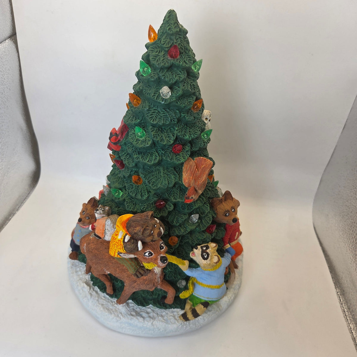 Handmade Ceramic Woodland Animal Christmas Tree Lighted Decor Rosemary 1990