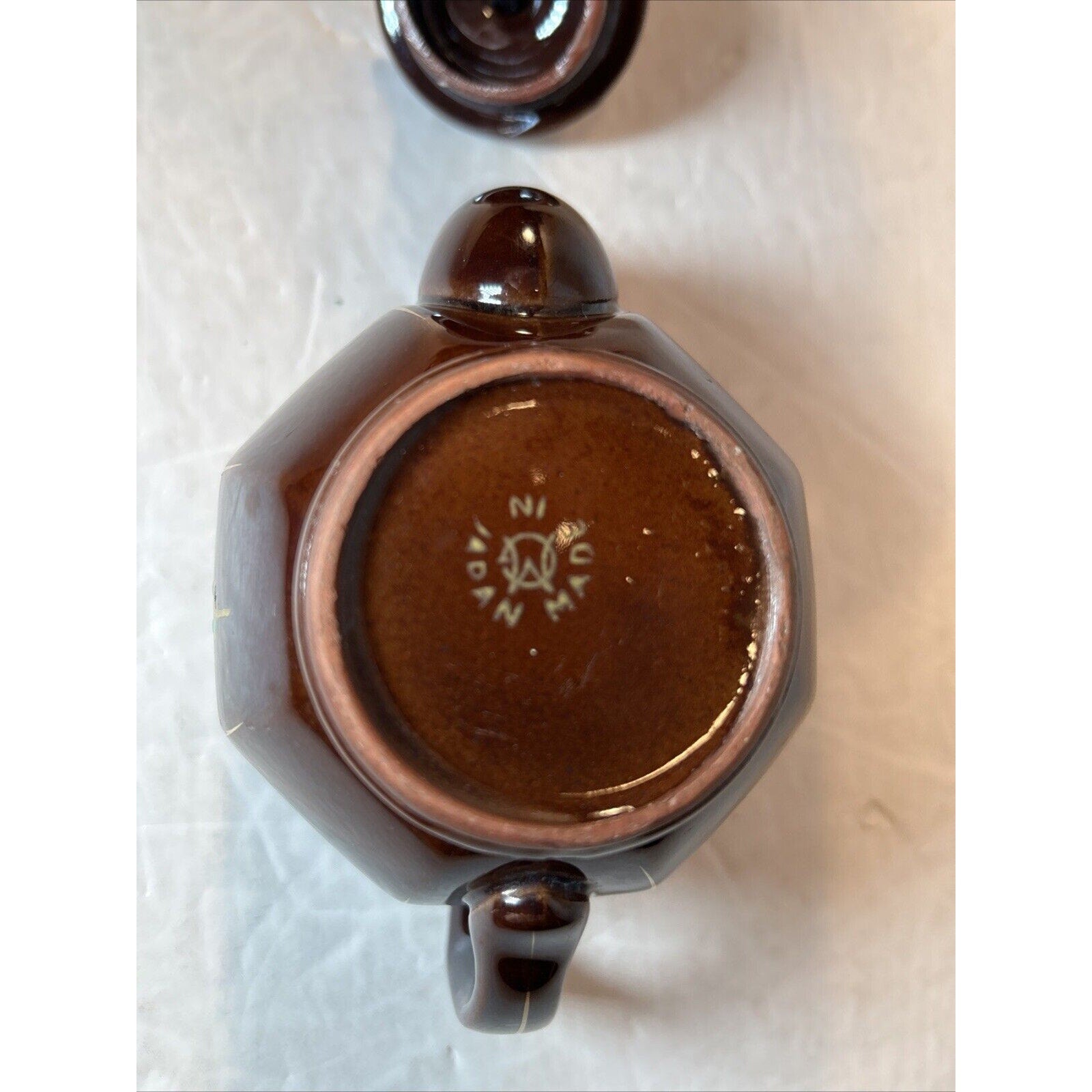 Vintage Japan Brown Ceramic Teapots with Lids – Hand Painted Floral Gold Accents