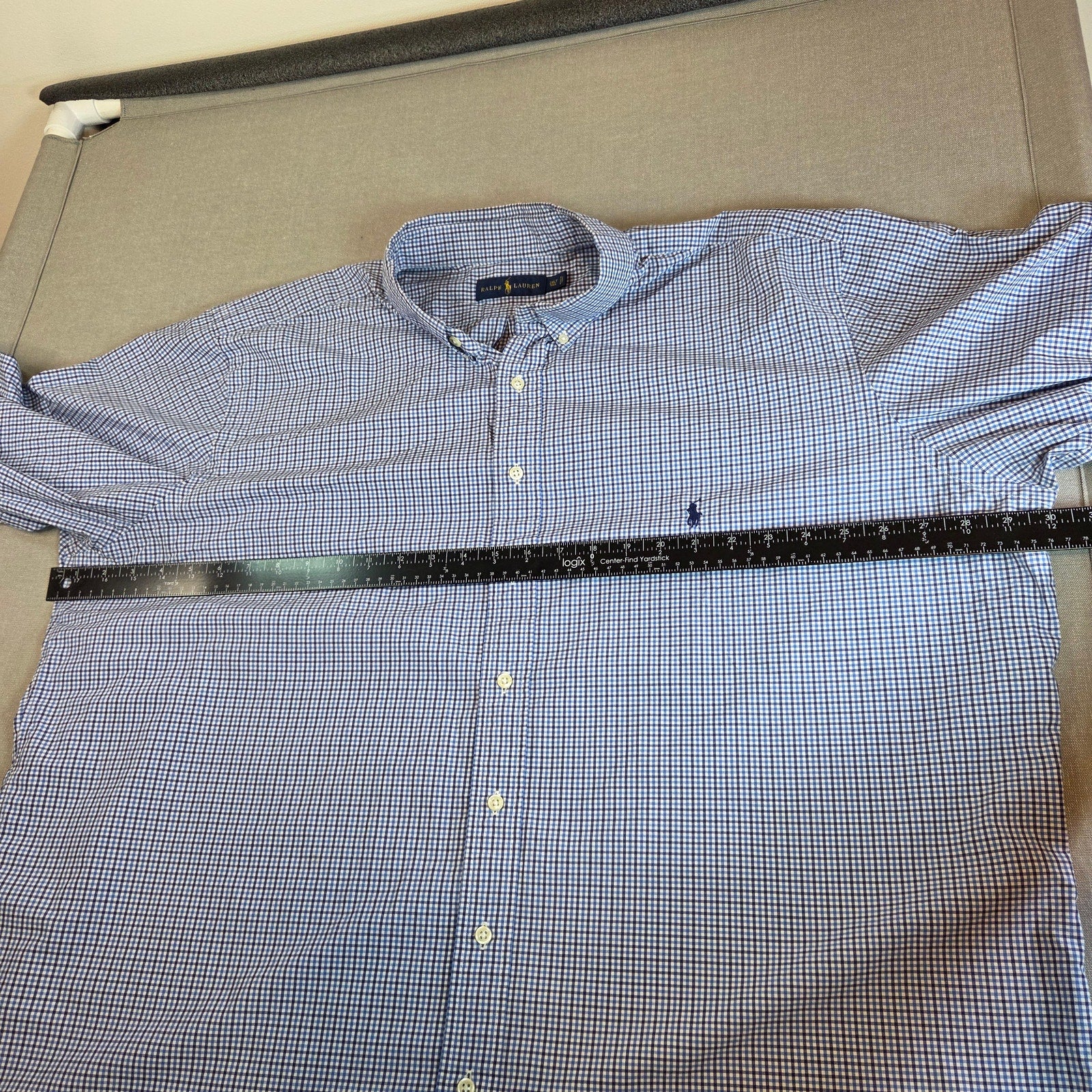 Polo Ralph Lauren 2XLT Blue Gingham Button Down Shirt Cotton Long Sleeve
