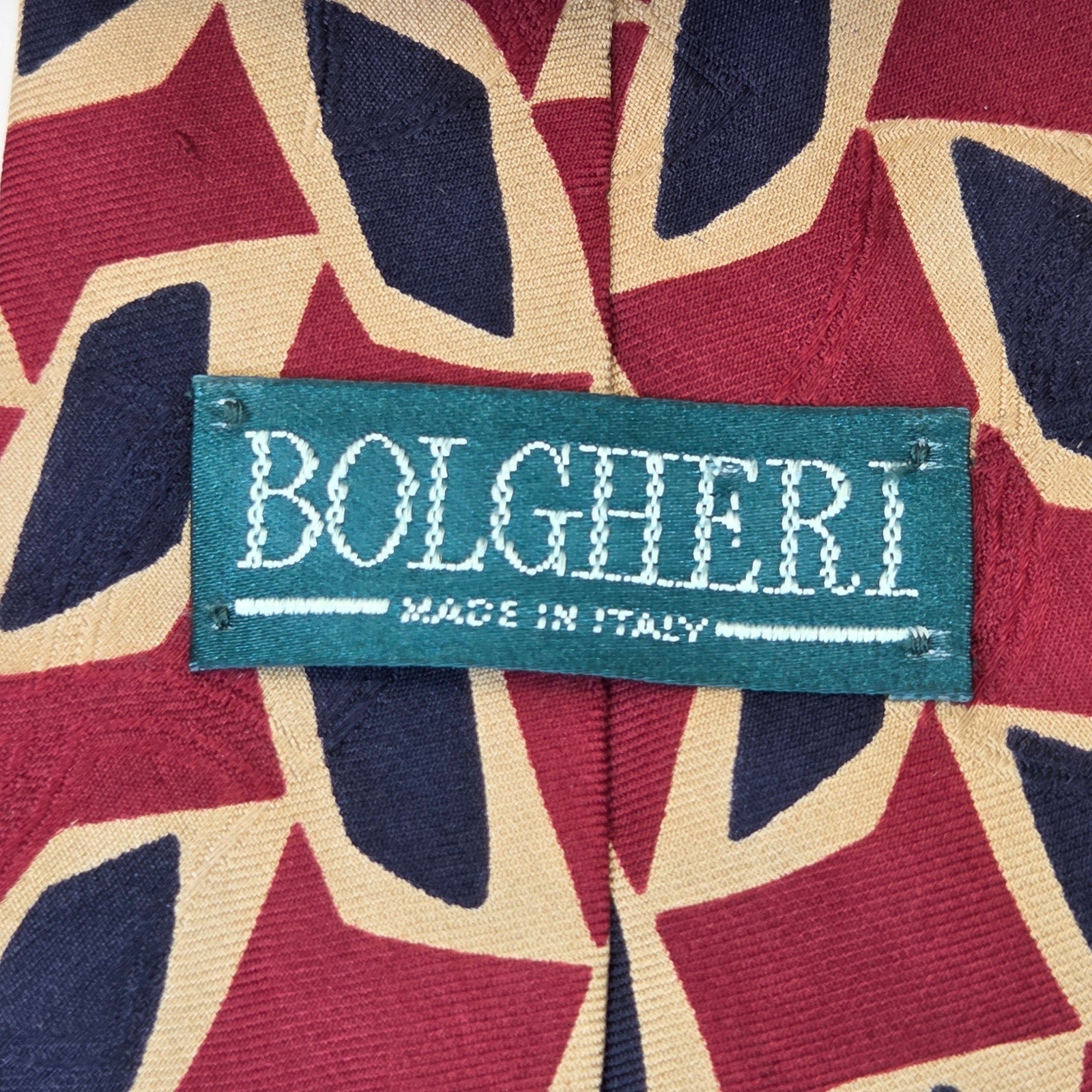 Bolgheri Italy Silk Abstract Geometric Wide Vintage Mens Necktie 4in