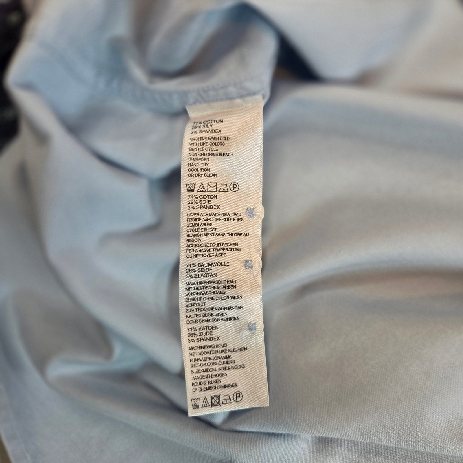 Tommy Bahama XXL Cotton Silk Blend Button Up Shirt Blue Gingham Cuff Detail