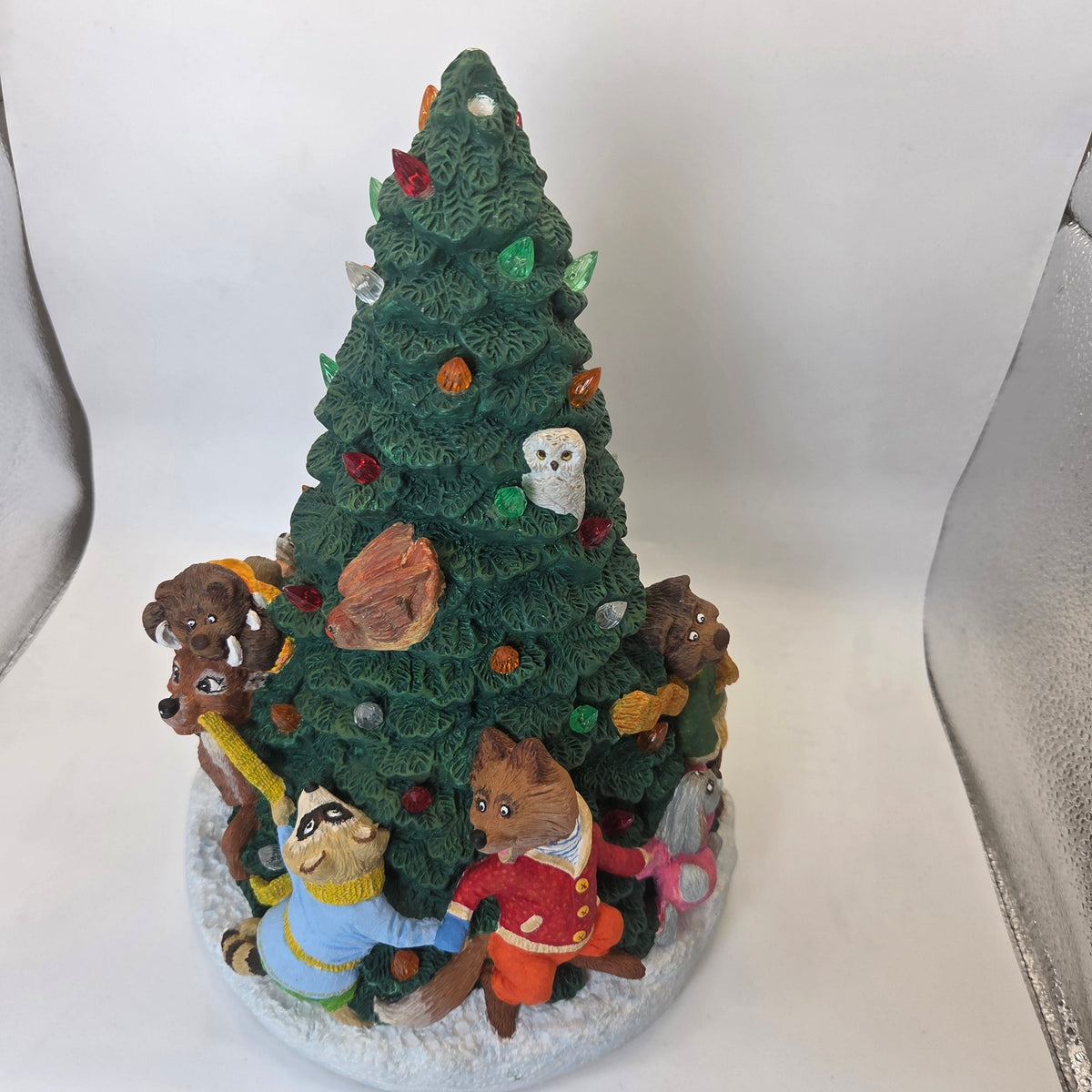 Handmade Ceramic Woodland Animal Christmas Tree Lighted Decor Rosemary 1990