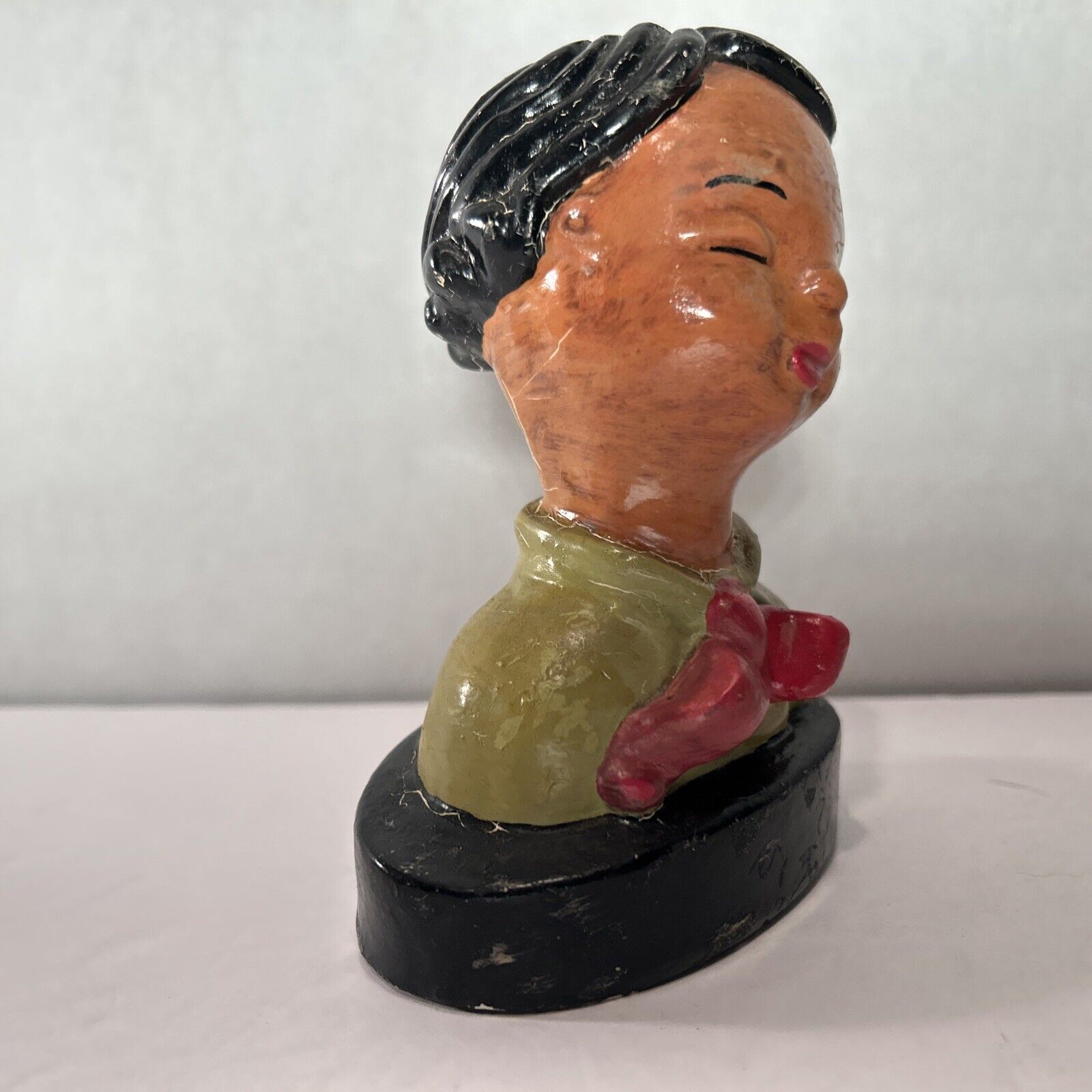 Vintage Chalkware Bust Pair – Goldscheider Style Asian Children Art Deco Figures