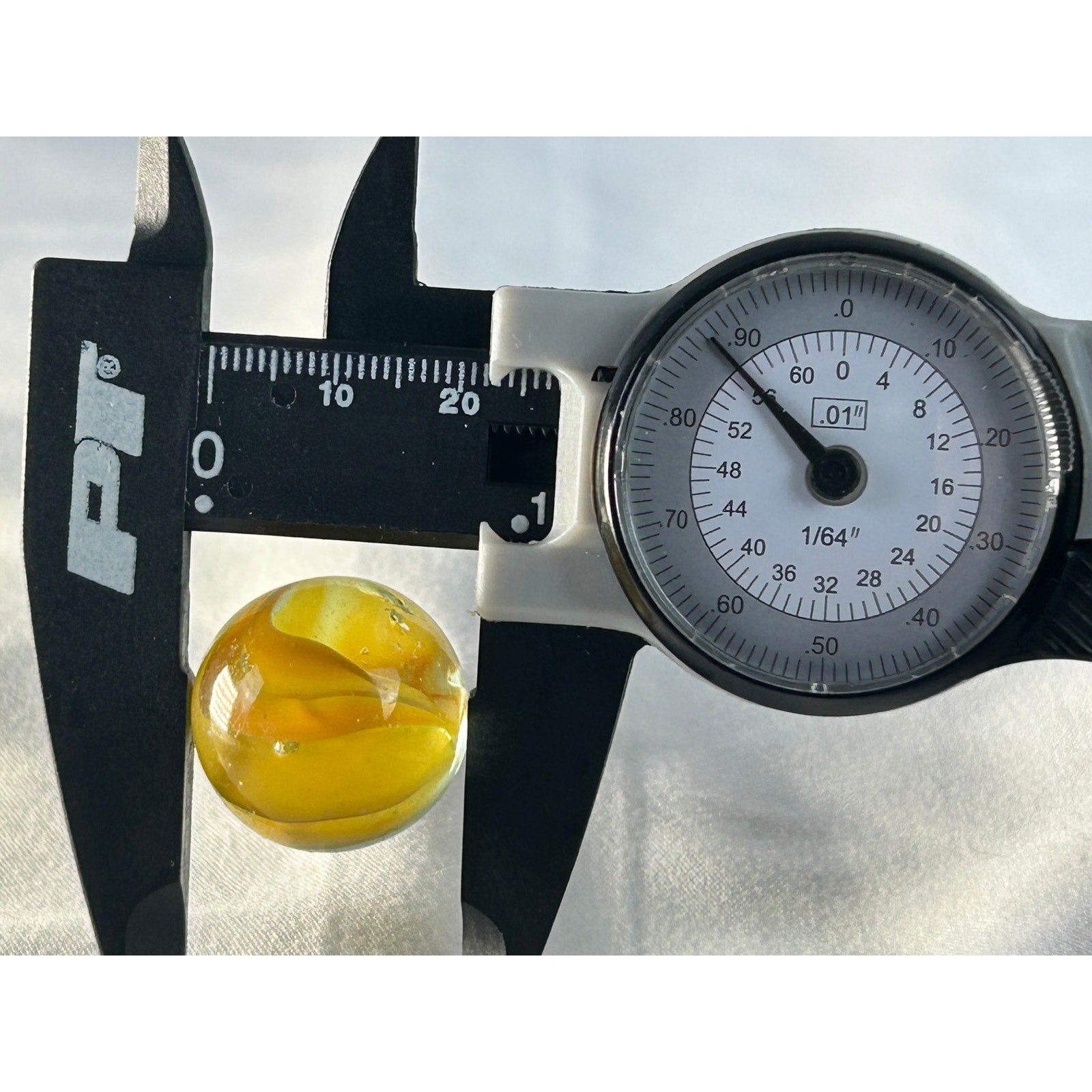 Vintage Yellow Transparent Swirl Marble Large Shooter Size