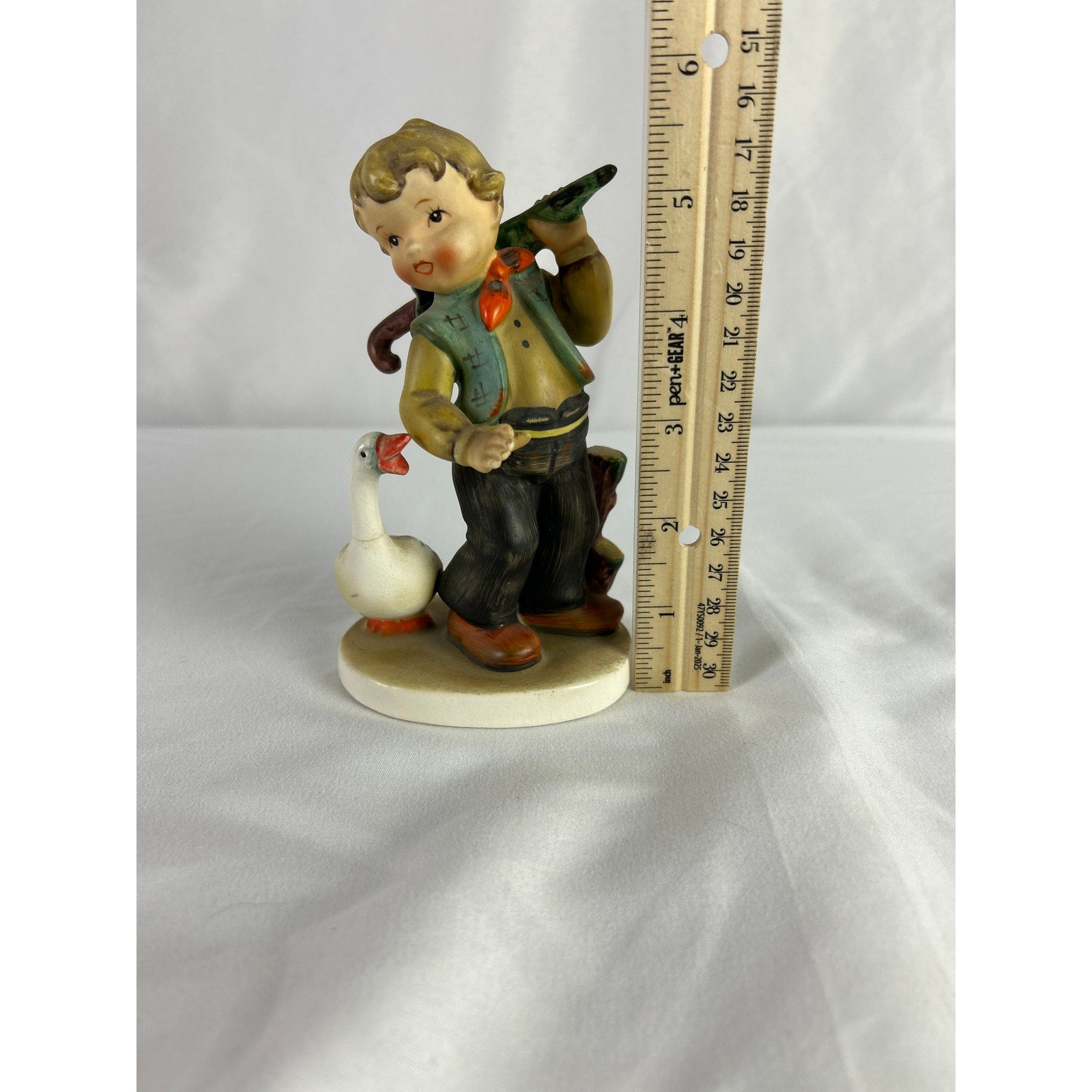 Vintage Enesco Go Home Boy Goose Figurine 1110 Japan Ceramic
