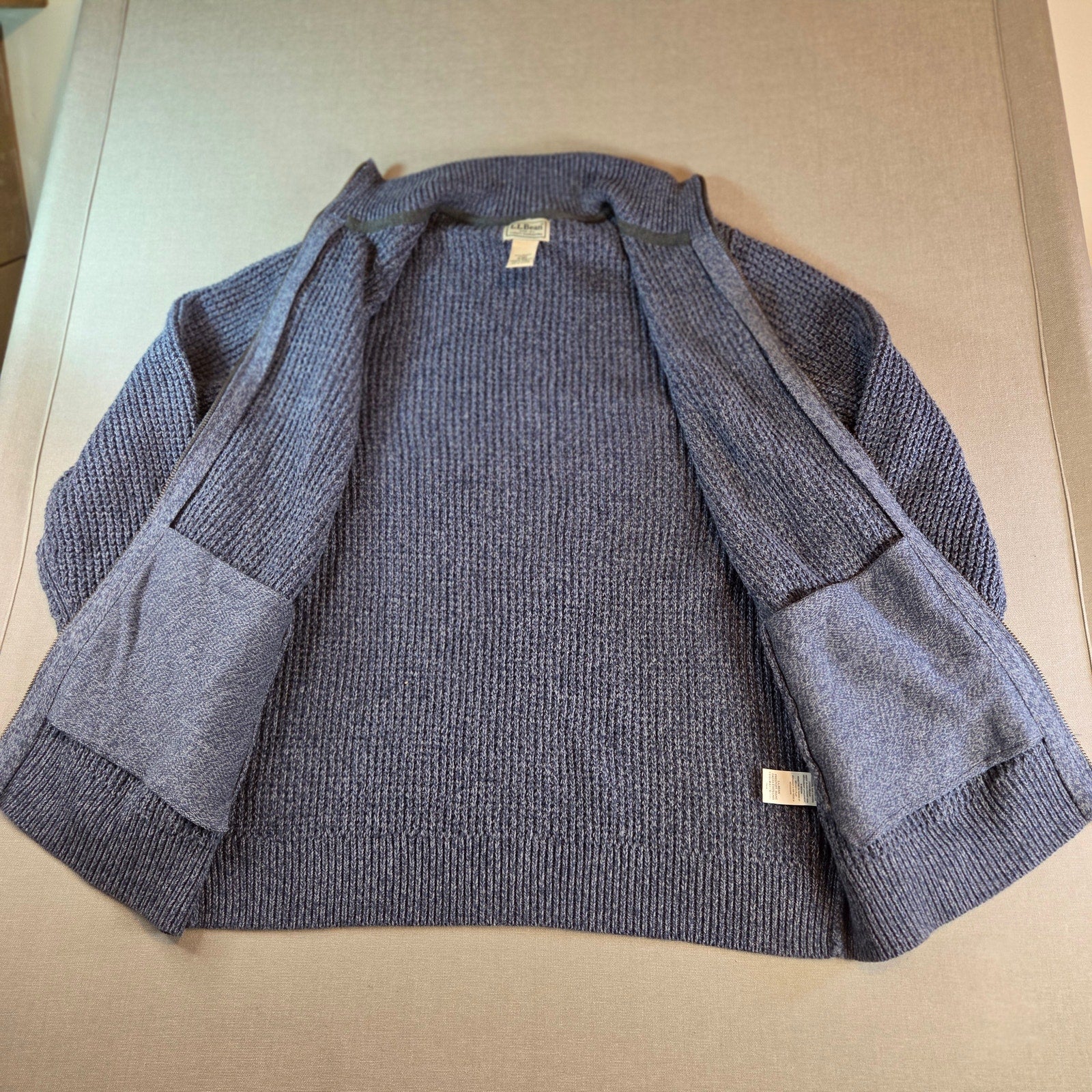 L.L. Bean Organic Cotton Full Zip Sweater Men’s M Blue Knit Jordan