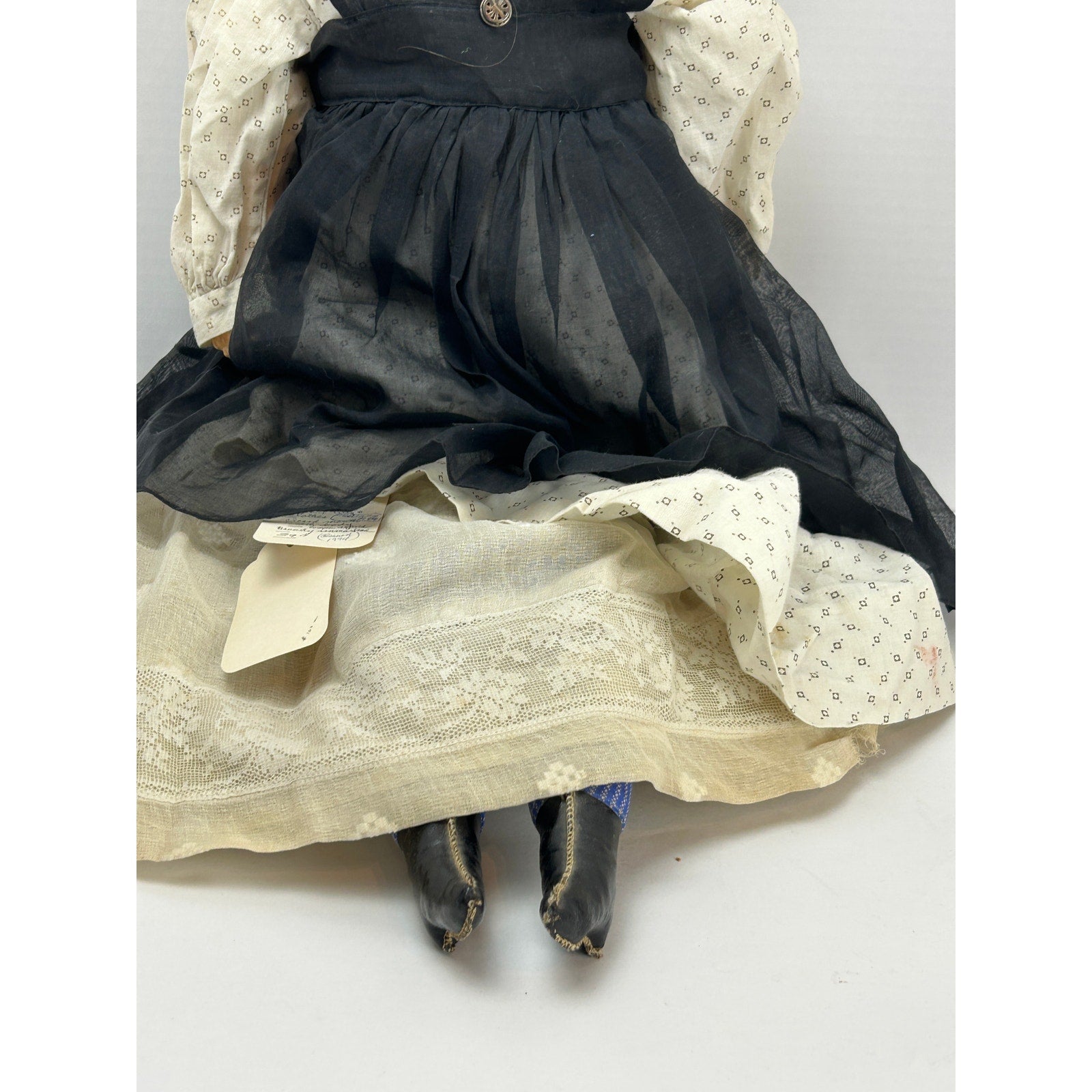 Antique Sonneberg-type Papier Mâché Doll 25in Closed Mouth Cloth Body