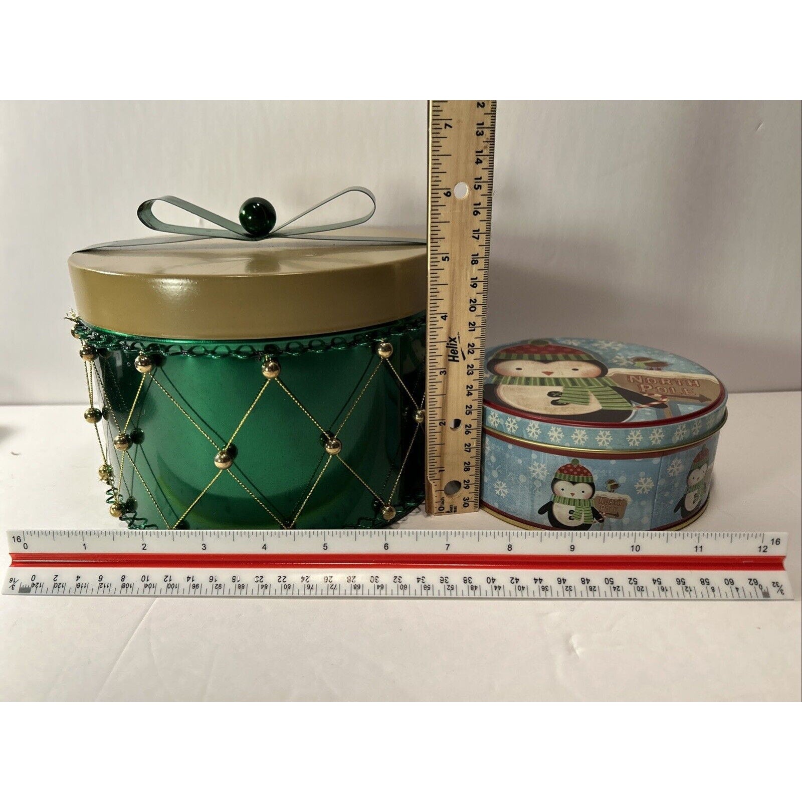 2 Christmas Themed Tin Containers